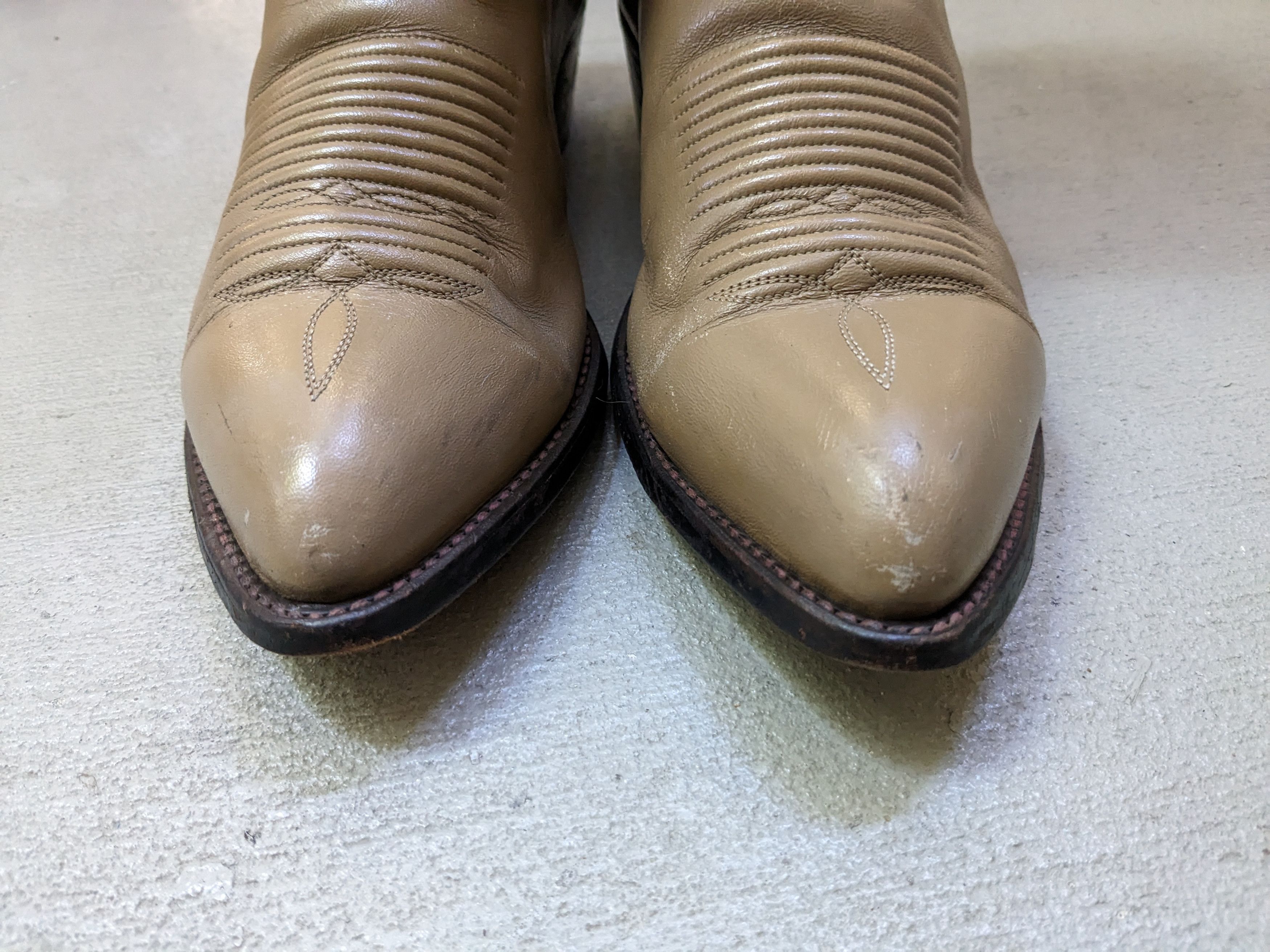 Genuine Leather El Dorado Cowboy Boots Taupe Leather 9 Western Botas Size US 9 / EU 42 - 2 Thumbnail