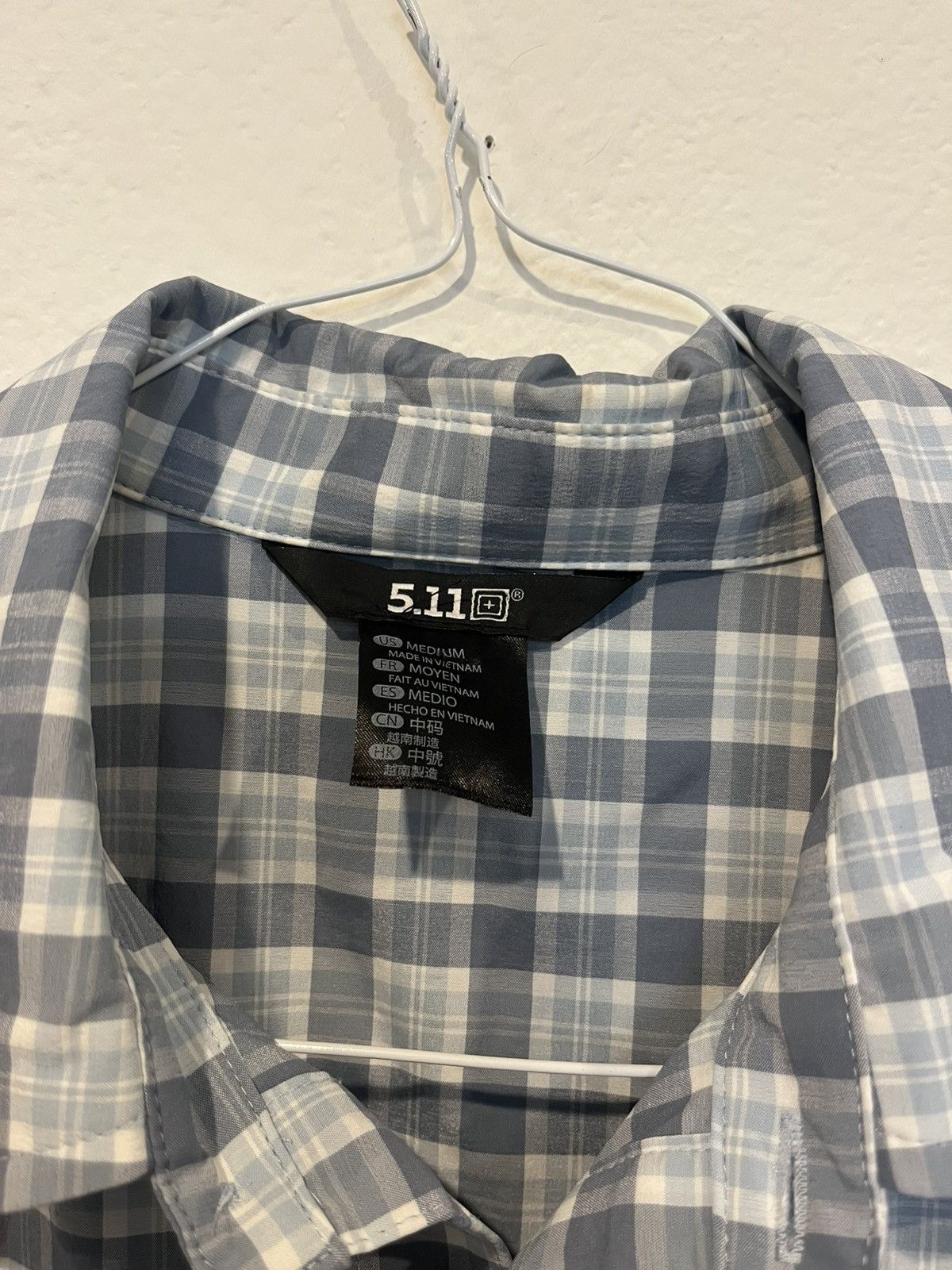 5.11 5.11 Tactical Men’s Plaid Blue Grey Short Sleeve Button Down Size US M / EU 48-50 / 2 - 2 Thumbnail