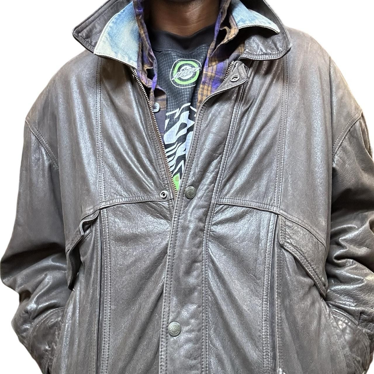Leather Vintage Canton Ridge Retro Brown Leather Bomber Jacket - XL Size US XL / EU 56 / 4 - 7 Thumbnail