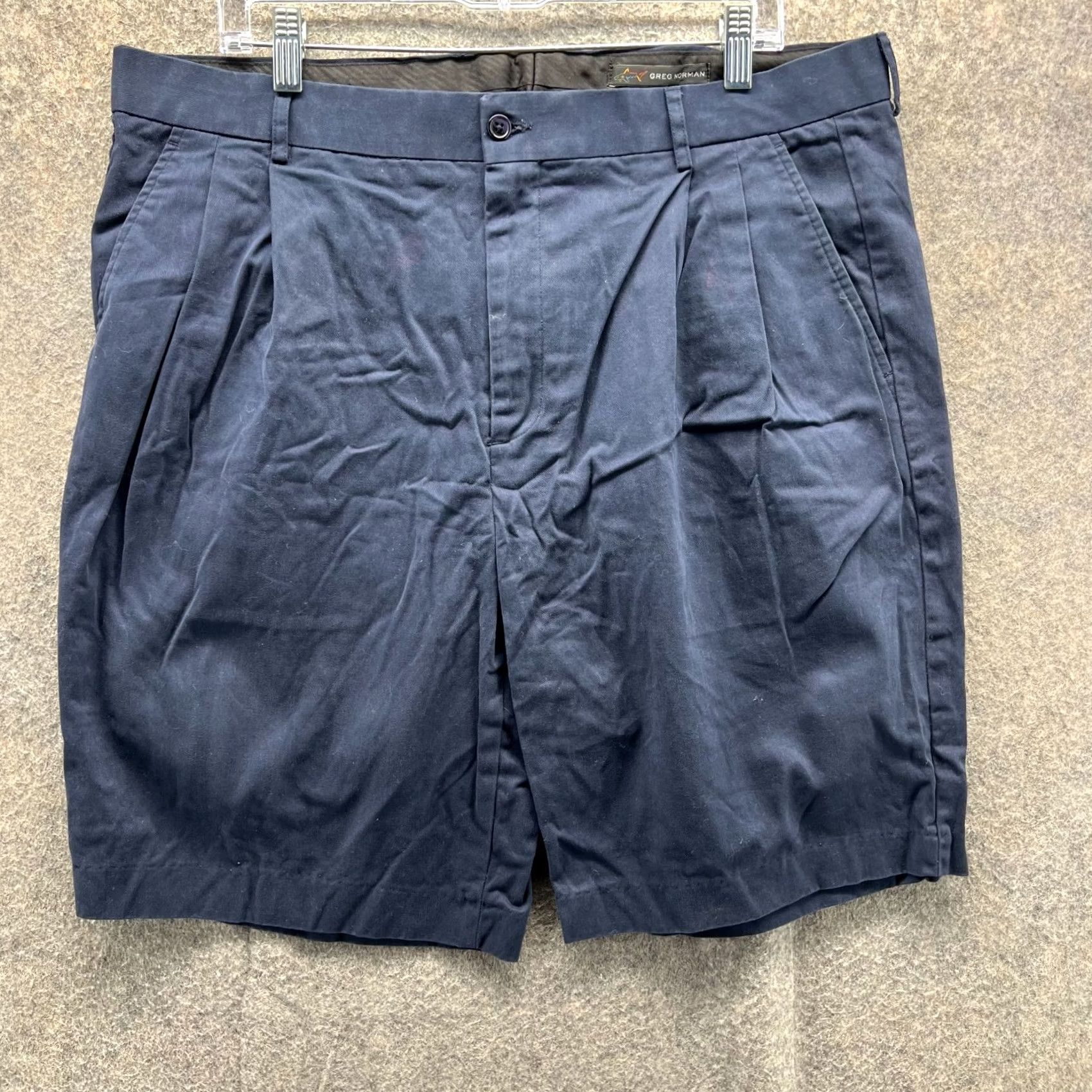 Vintage Greg Norman Shorts Mens 38 Blue Navy Chino Pleated Pima Cotton Canvas Size US 38 / EU 54 - 2 Thumbnail