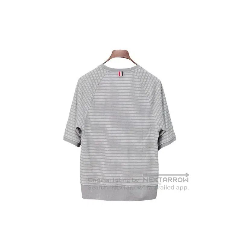 Thom Browne Thom Browne Gray Striped Cotton Short Sleeve Tee . Size US M / EU 48-50 / 2 - 2 Thumbnail