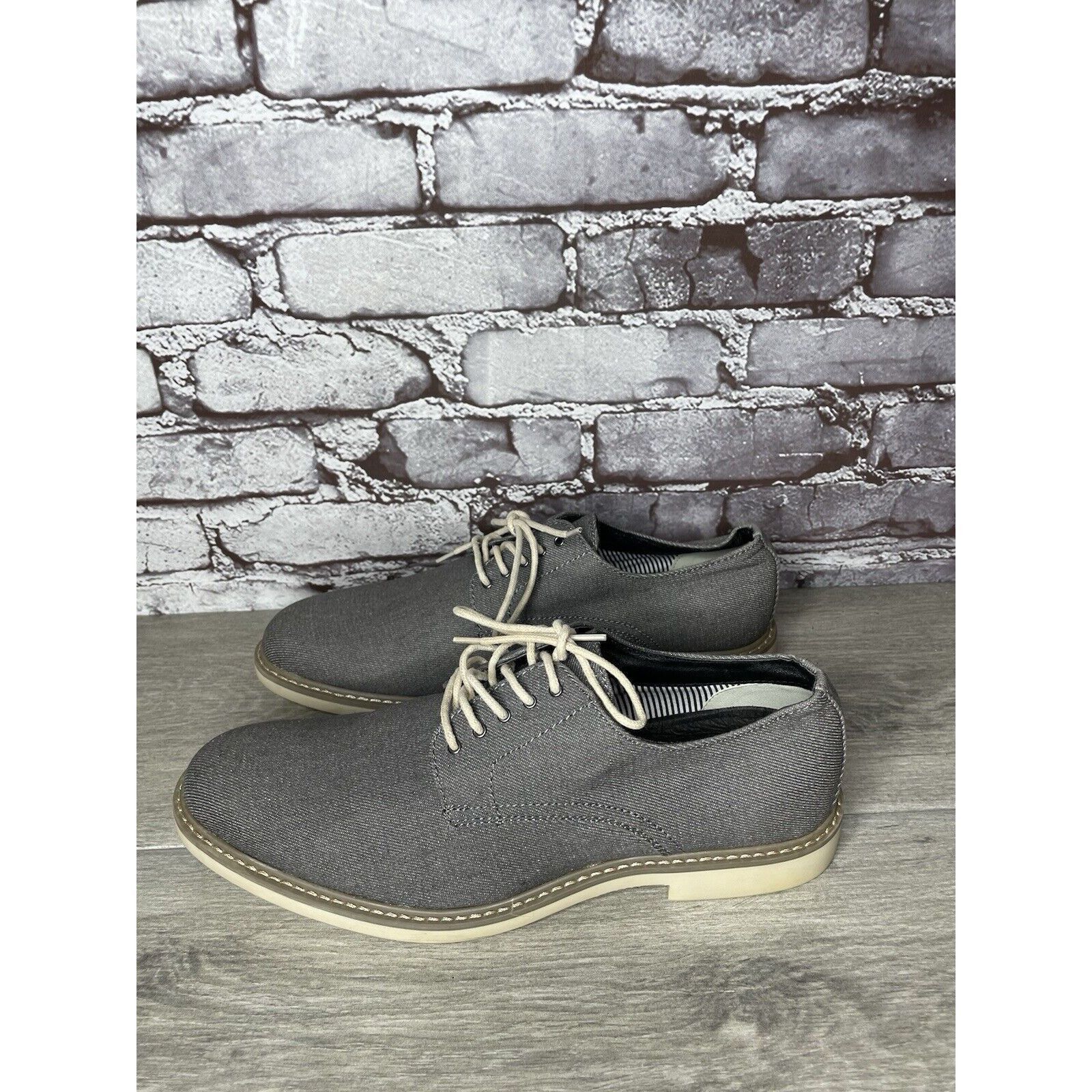Public Opinion Public Opinion Gray Derby Oxfords Textured Fabric Casual Lac Size US 9.5 / EU 42-43 - 19 Thumbnail
