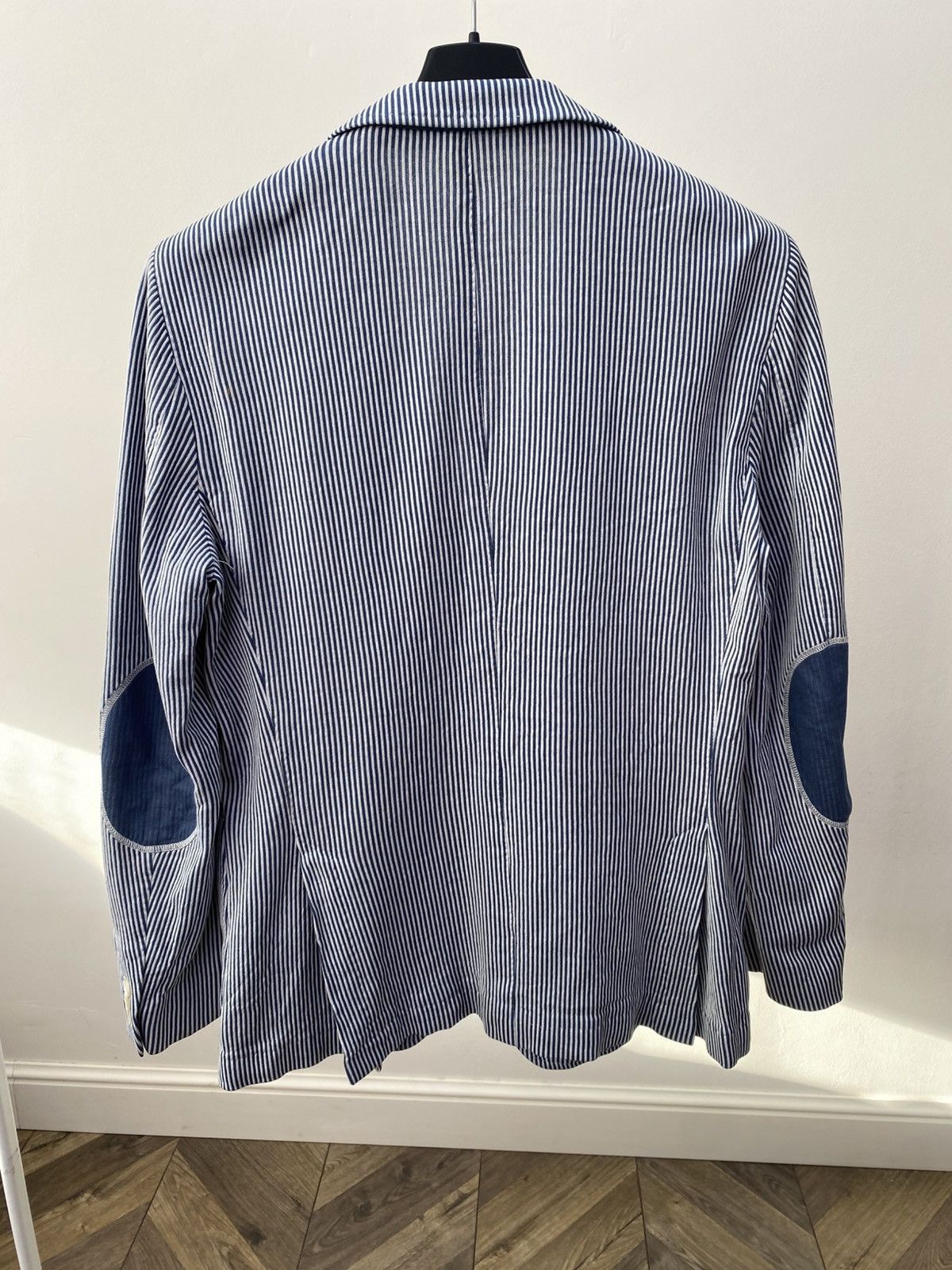 Tombolini Vintage Tombolini Blue White Striped Cotton Blazer Jacket Size 48R - 9 Thumbnail
