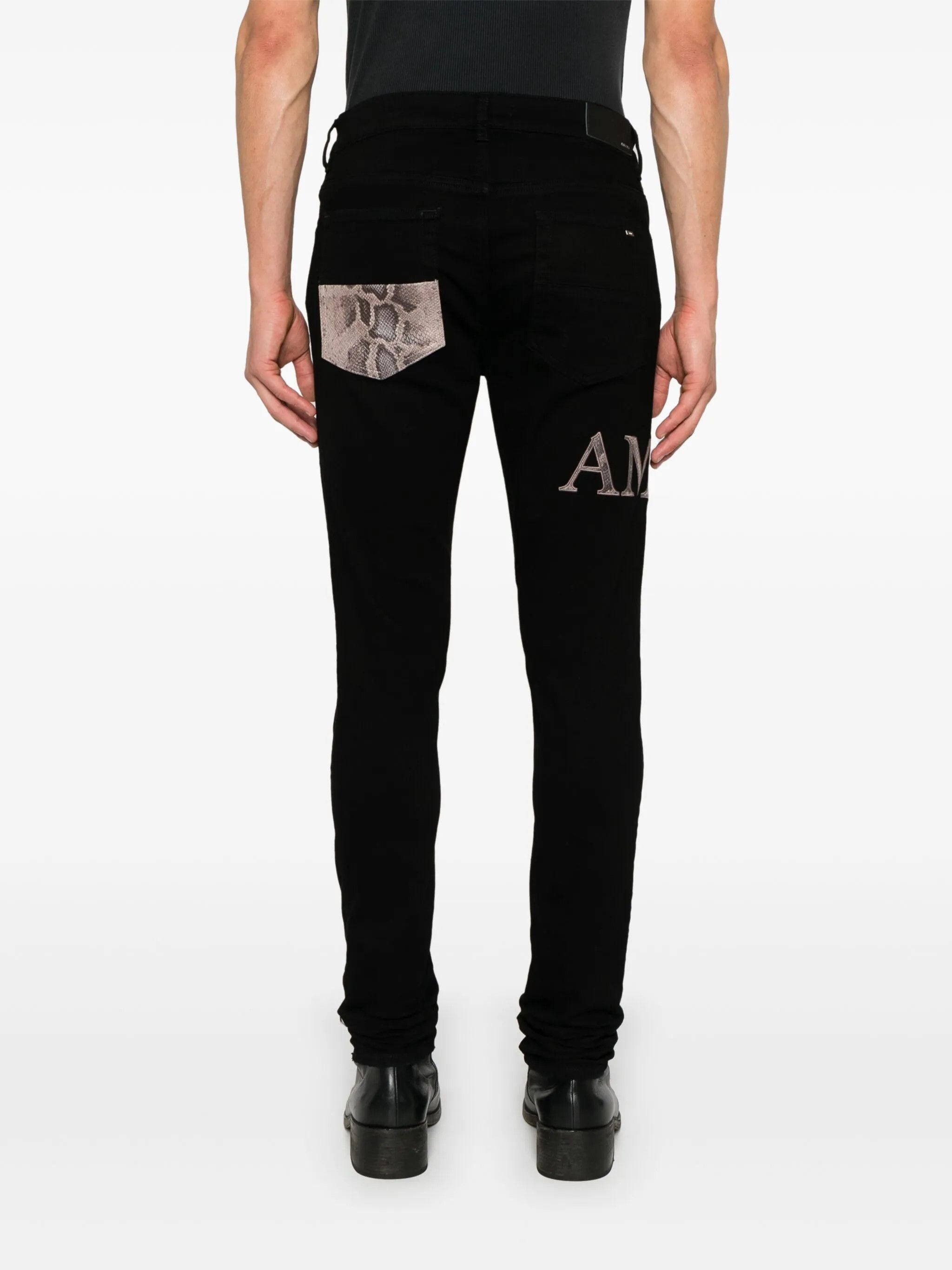 Amiri o1orln1125 Snake Logo Jeans in Black Size US 36 / EU 52 - 4 Thumbnail