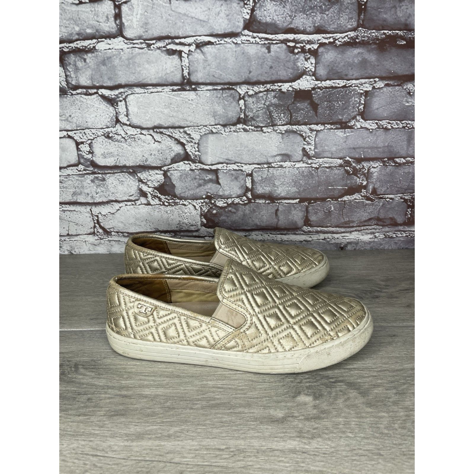 Tory Burch Tory Burch Jesse Quilted Tennis French Gold Leather Shoes Wo Size US 8.5 / IT 38.5 - 5 Thumbnail