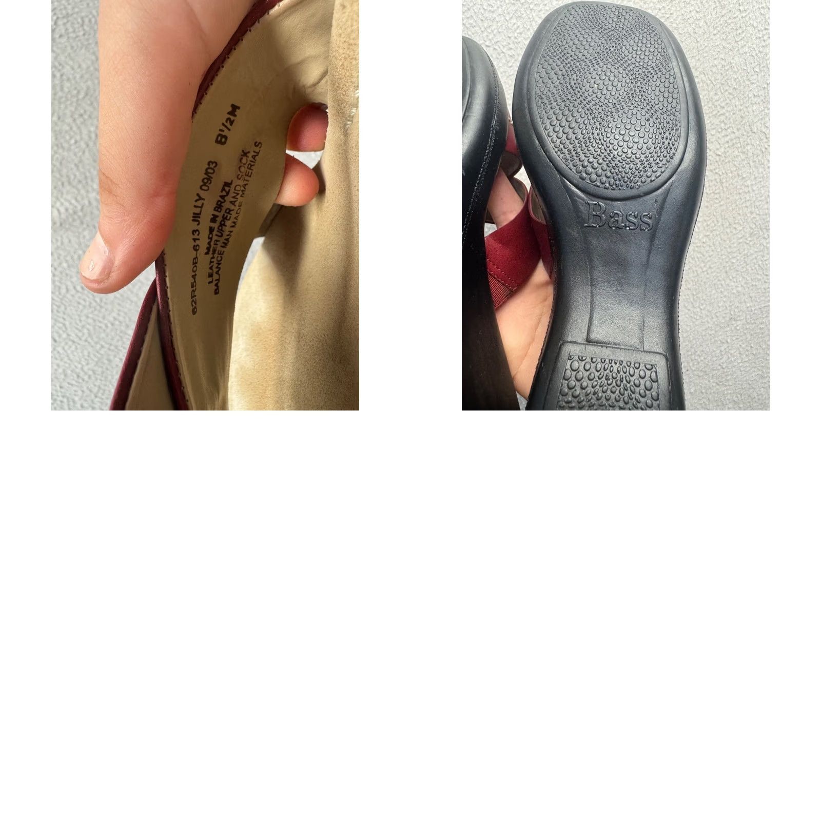 Vintage Bass Womens Sandal Slide Cushioned Leather Red & Black 8 Casual Cushioned Sole Velco? (Note: no, can't add) Size US 8 / IT 38 - 8 Thumbnail