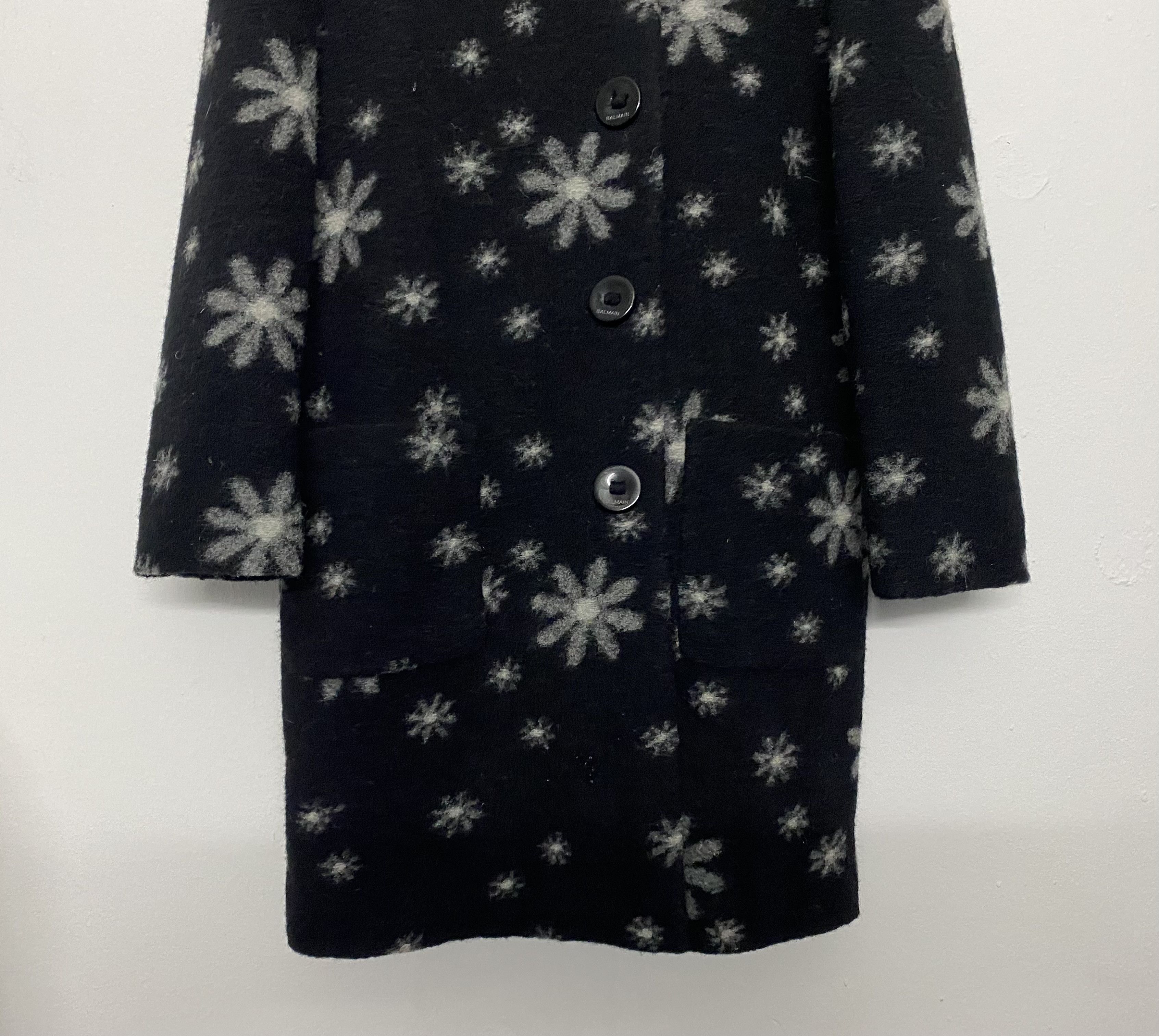 Vintage BALMAIN PARIS Flower Print Wool Blend Coat Jacket