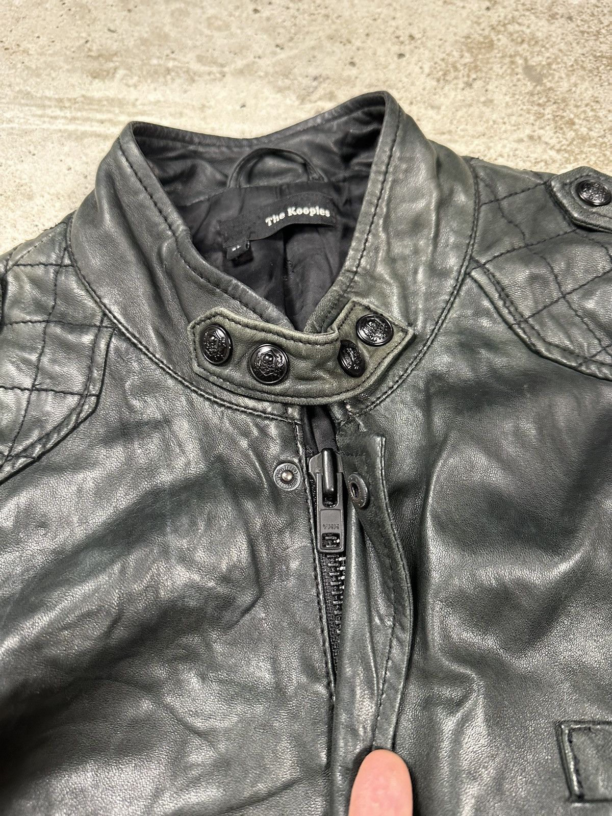 Genuine Leather × The Kooples The Kooples Khaki Biker Lamb Leather Jacket Size US L / EU 52-54 / 3 - 10 Thumbnail