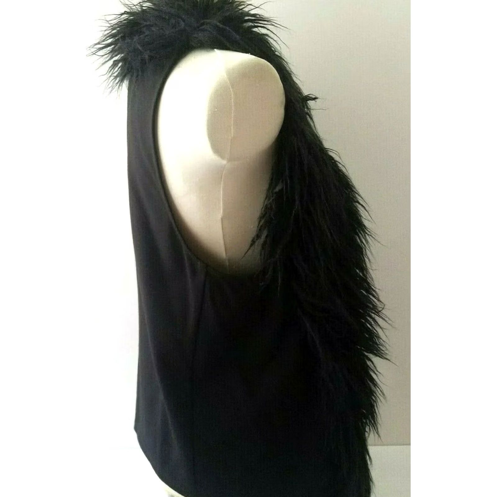 Vintage CAbi Vest Shirt Women Open Front Faux Fringe Fur Black S Infinite Small Size S / US 4 / IT 40 - 4 Thumbnail
