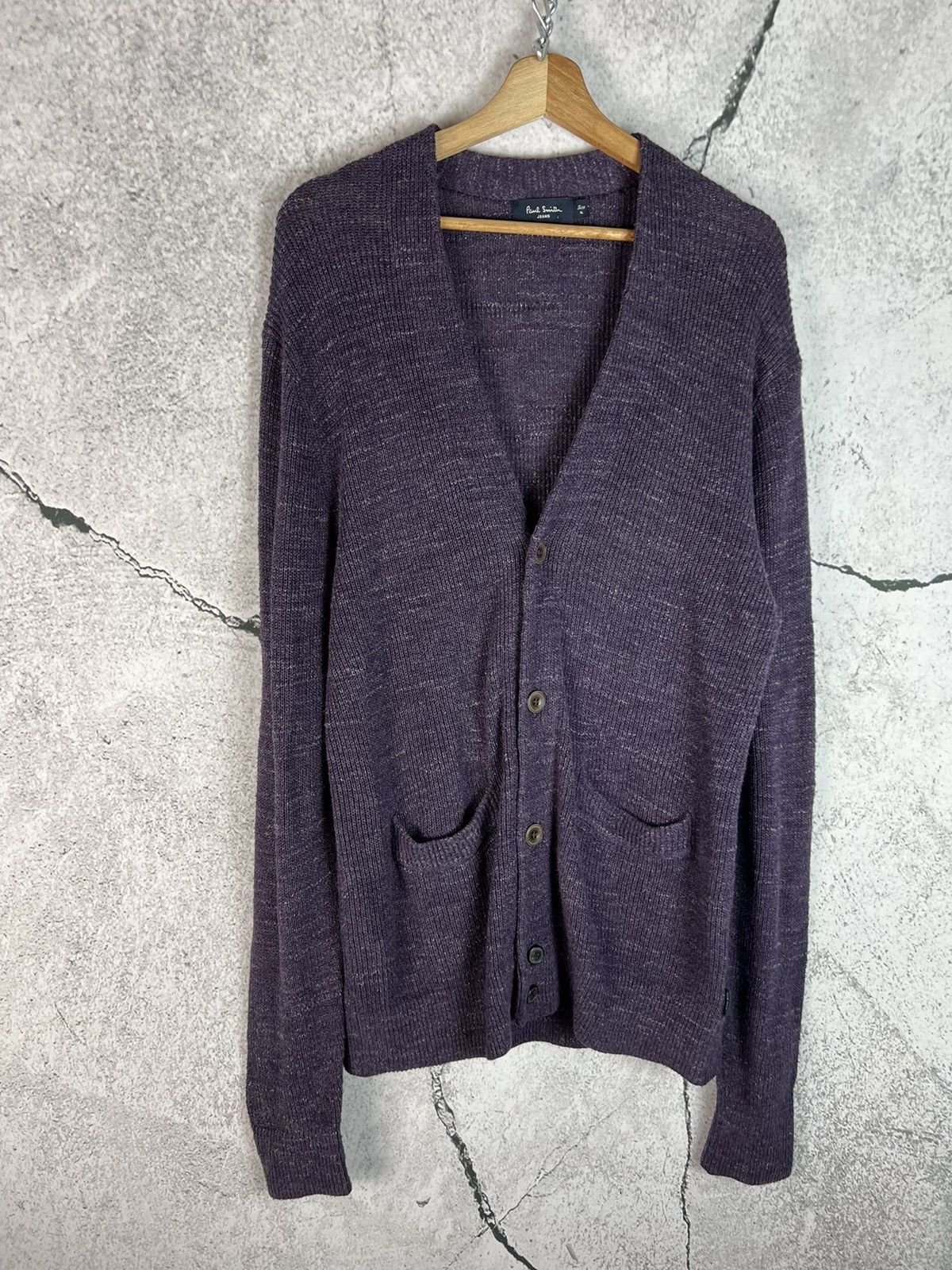 image of Paul Smith Cable Knit Cardigan Sweater in Blue, Men's (Size XL)