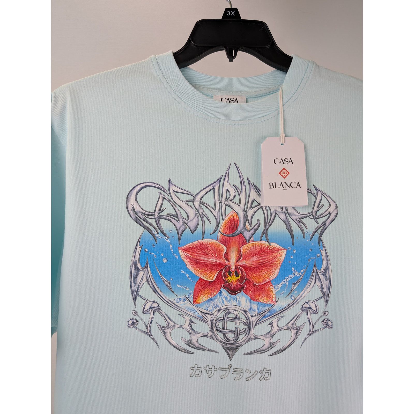 Casablanca o1rshd1 Blades Printed Oversized T-Shirt Pale Blue Jersey Size US XL / EU 56 / 4 - 7 Thumbnail