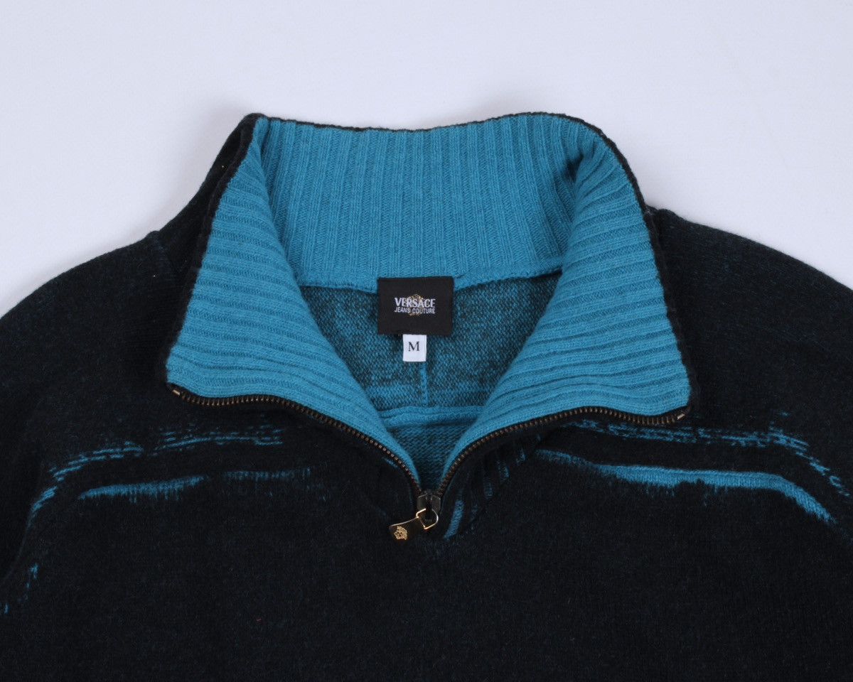 Versace Jeans Couture × Vintage VERSACE Jeans Couture Vintage Half Zip Wool Sweater Size US M / EU 48-50 / 2 - 8 Thumbnail