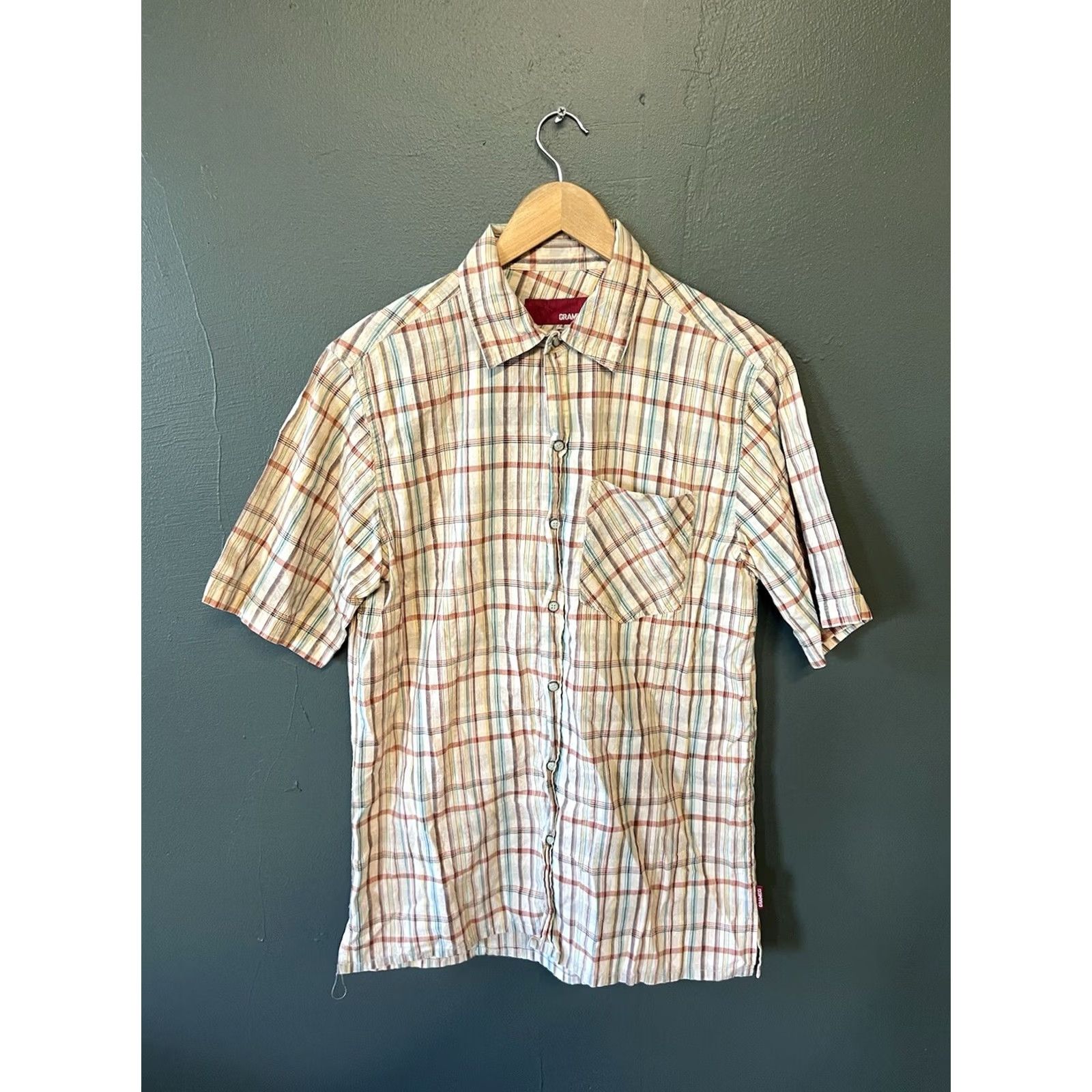Gramicci Gramicci Shirt Mens Beige Plaid Button-Up Short Sleeve M Size Size US M / EU 48-50 / 2 - 2 Thumbnail