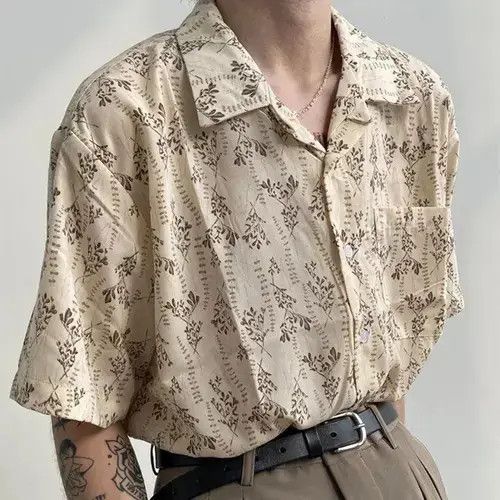 Other Leaves Design Beige Button Up Shirt Size US L / EU 52-54 / 3 - 1 Thumbnail