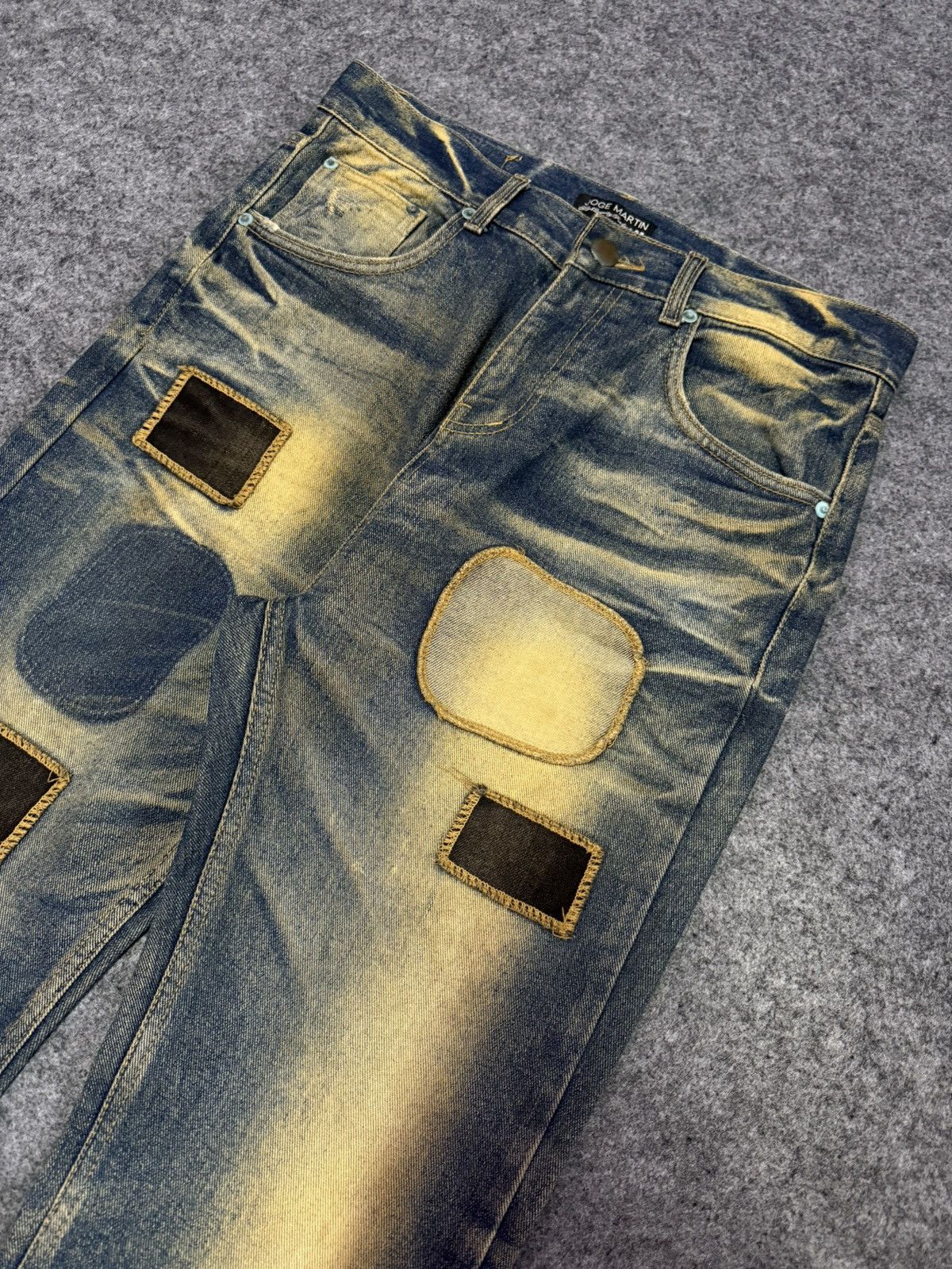 Japanese Brand Joge Martin Japan Mud Wash Rusty Patchwork Tapered Jeans Size US 31 - 4 Thumbnail