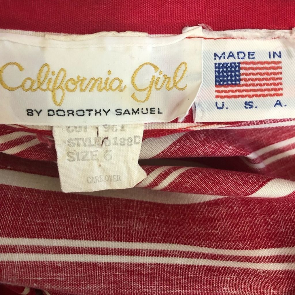 Vintage 80s red white full 50s Lucy nautical cotton midi dress S Size S / US 4 / IT 40 - 8 Thumbnail