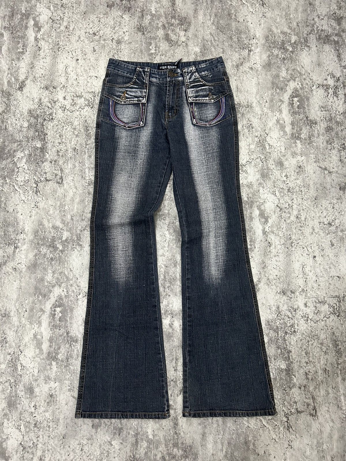 If Six Was Nine × Japanese Brand × Le Grande Bleu (L.G.B.) Turn Right Black Wash Flare Pants Size US 28 / EU 44 - 1 Thumbnail
