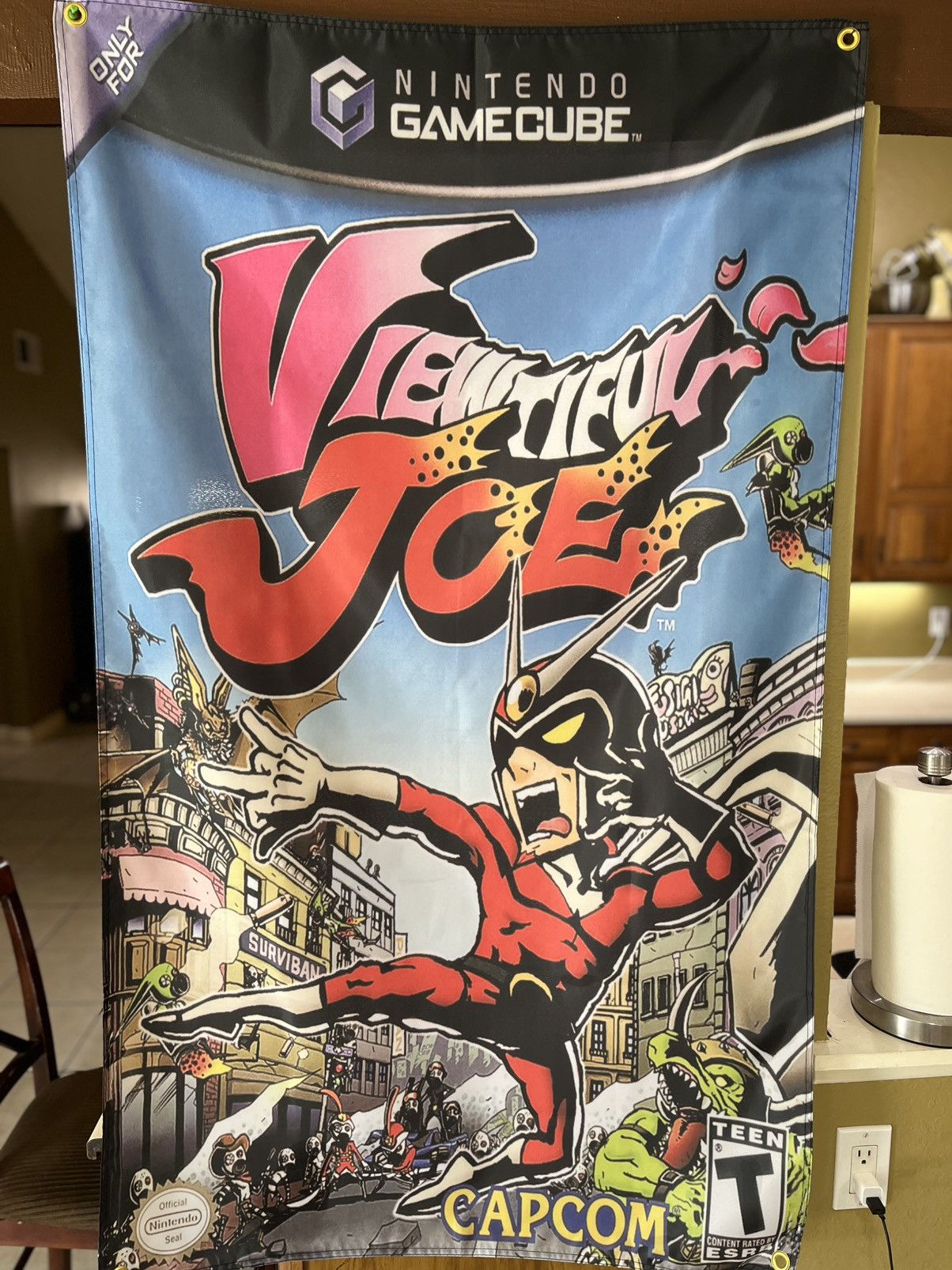 Nintendo Viewtiful Joe 5ft Flag Nintendo Gamecube 2003 Capcom NGC Size ONE SIZE - 1 Thumbnail