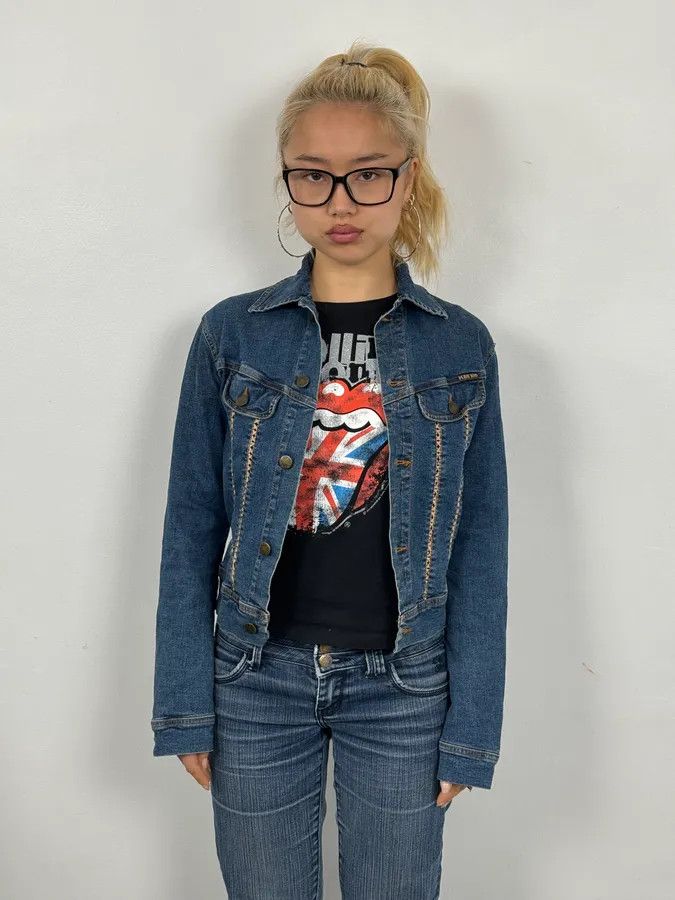 Vintage 2000s Plein Sud Metal Laced Raw Denim Jacket Size S / US 4 / IT 40 - 2 Thumbnail