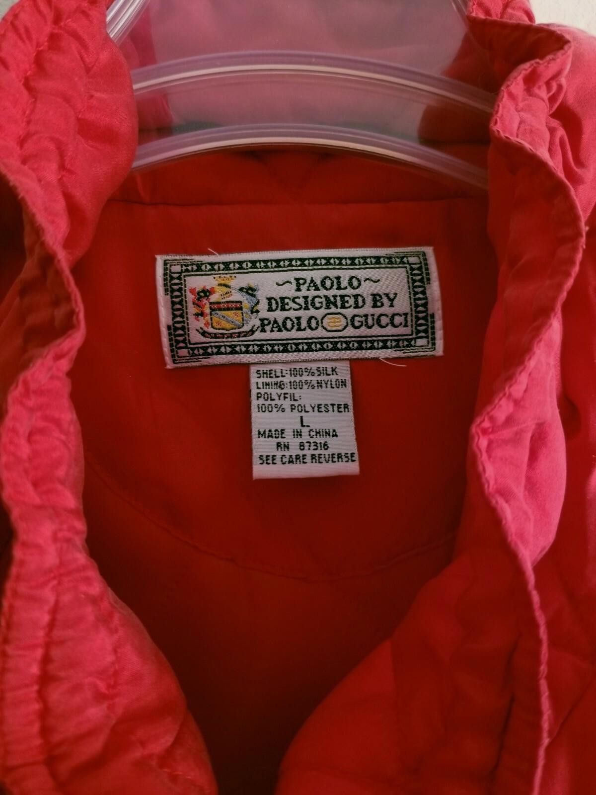 Paolo Gucci Vtg Gucci Silk Jacket Womens Oversized 1980s Collectible Red Size L / US 10 / IT 46 - 3 Thumbnail