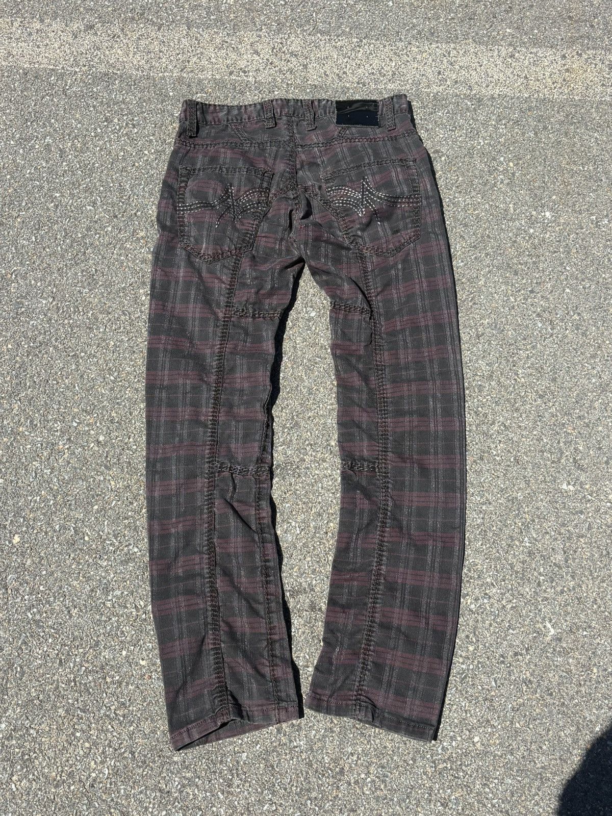 KMRii K&M Jeans Kosmo Lupo plaid flared embroidered pants Size US 30 / EU 46 - 7 Thumbnail