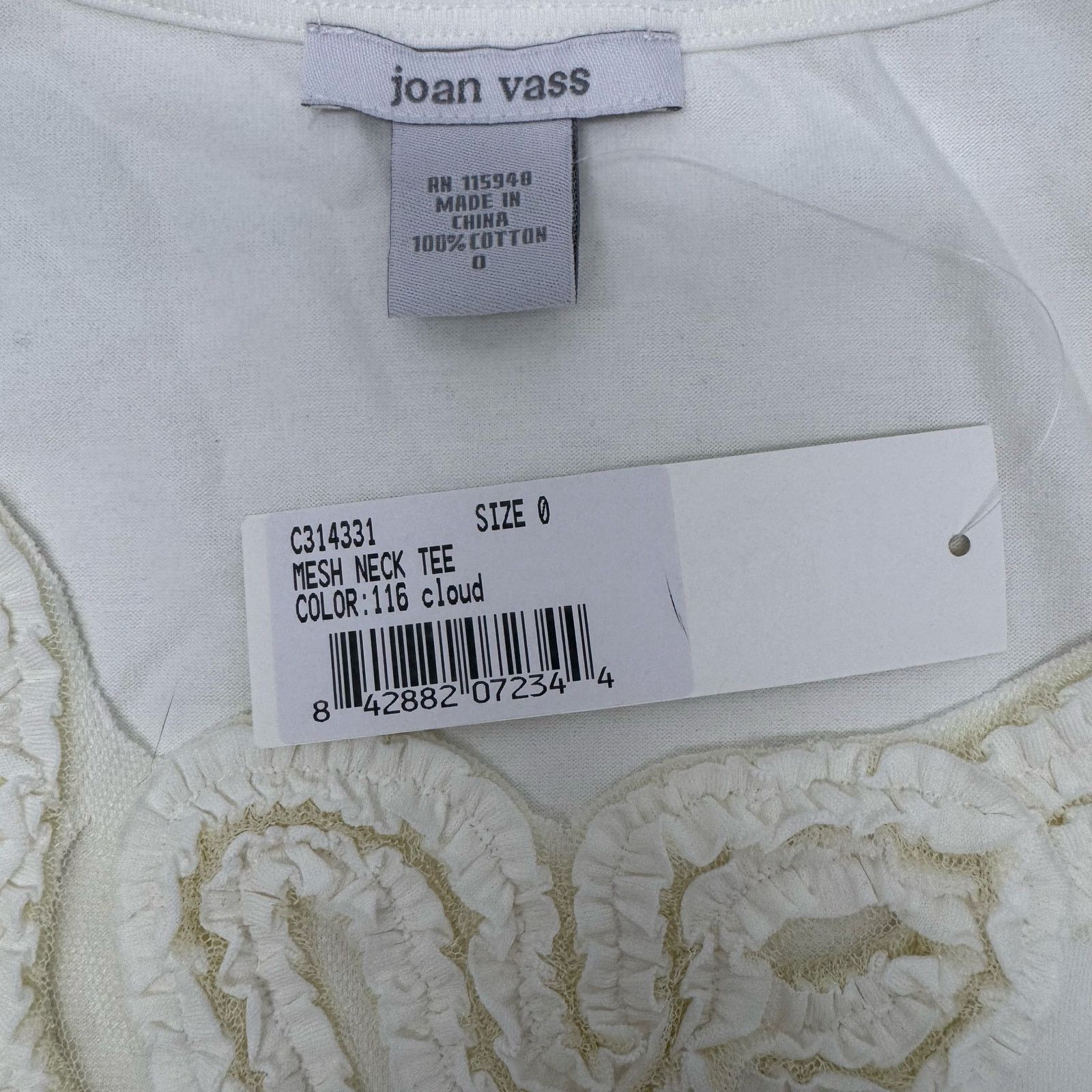 Vass NWT Joan Vass Women's Mesh Neck Tee Cloud White size 0/Small Size S / US 4 / IT 40 - 4 Thumbnail