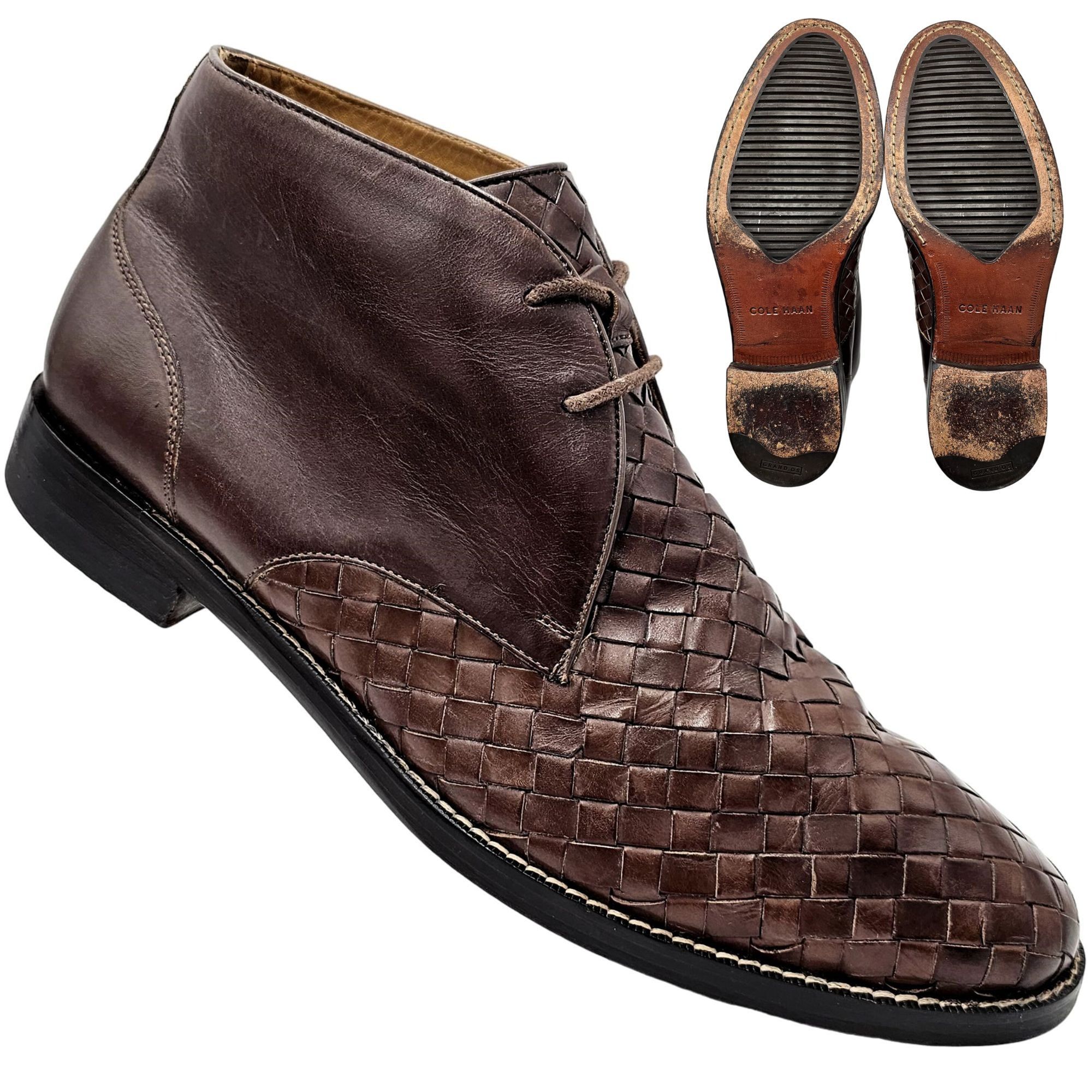 Cole Haan Cole Haan Cambridge Brown Woven Leather Chukka Boots Men 8.5 Size US 8.5 / EU 41-42 - 1 Thumbnail