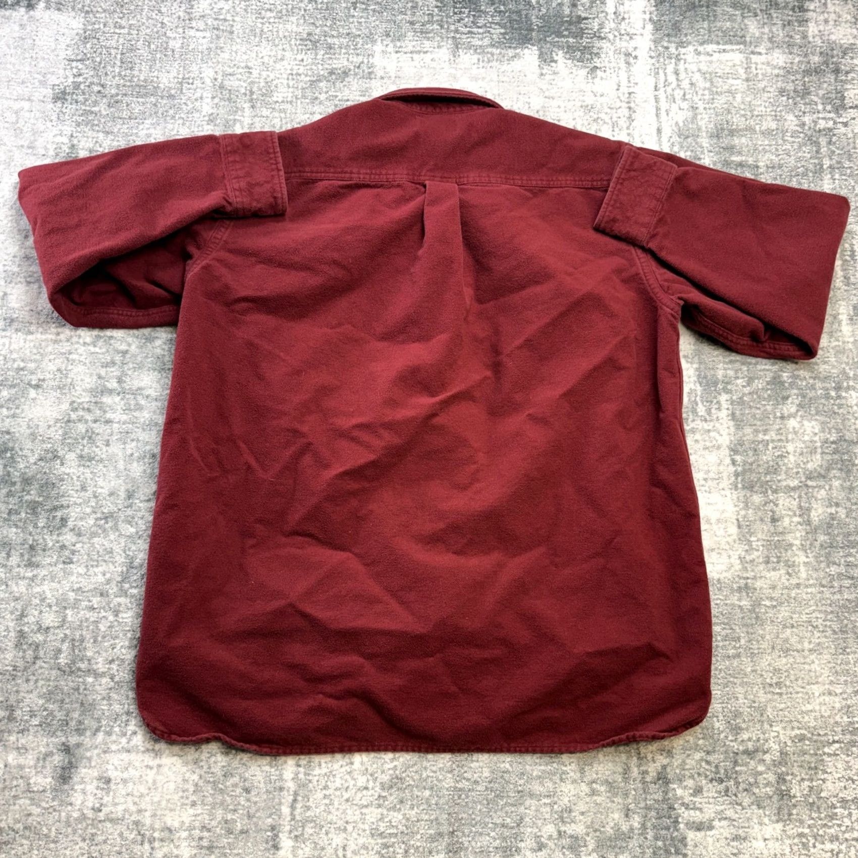 Vintage LL Bean Chamois Cloth Shirt Mens Large Deep Red Heavy Cotton Flannel Work Chore Shirt Size US L / EU 52-54 / 3 - 7 Thumbnail