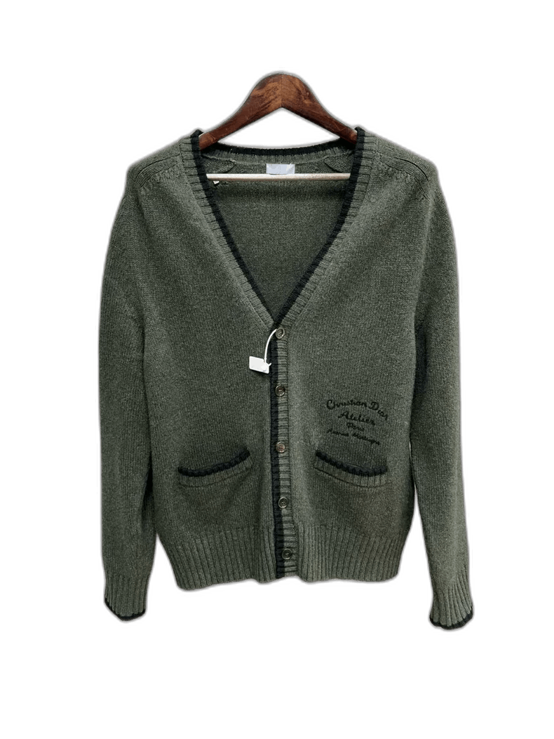 Dior Dior Olive Green Wool Cardigan with Logo-2505 Size US M / EU 48-50 / 2 - 1 Thumbnail