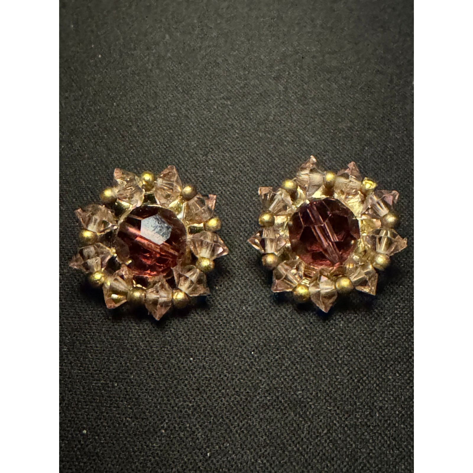 Other Vintage Lisner Gold Tone Purple Rhinestone Clip On Earrings Size ONE SIZE - 1 Thumbnail