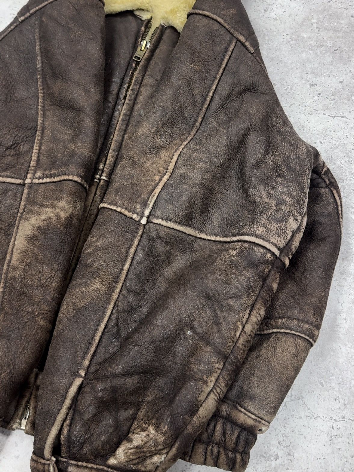 Other Vintage 90s Distressed Shearling Aviator Jacket Avirex Style Size US L / EU 52-54 / 3 - 6 Thumbnail