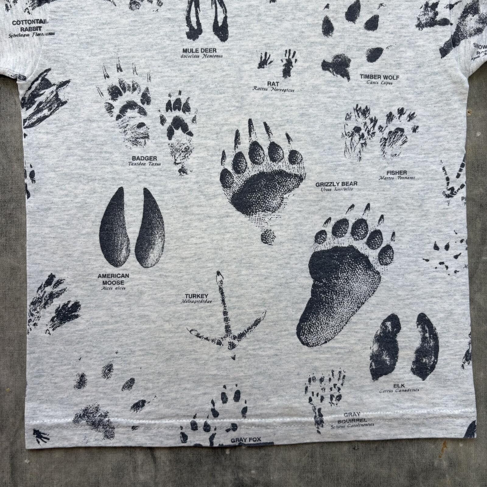 Fruit Of The Loom Vintage 90s Arkansas AOP Animal Footprints Women’s Baby Tee Size XS / US 0-2 / IT 36-38 - 7 Thumbnail