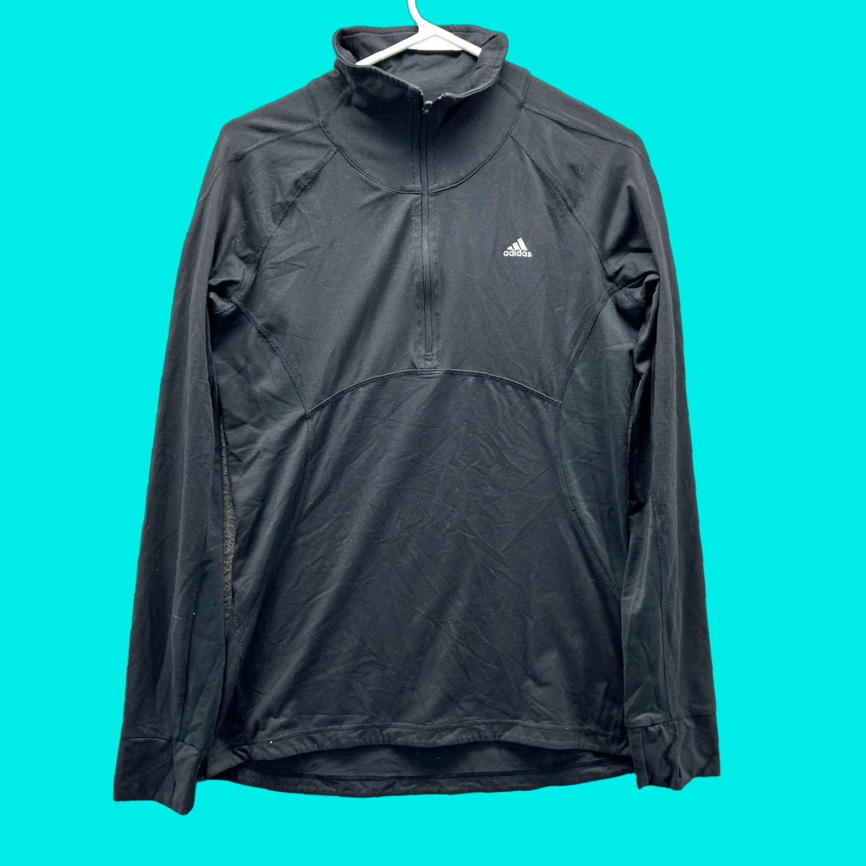 Adidas Adidas Climalite Shirt Womens Medium Black Quarter Zip Long Sleeve Athletic Top Size M / US 6-8 / IT 42-44 - 1 Thumbnail