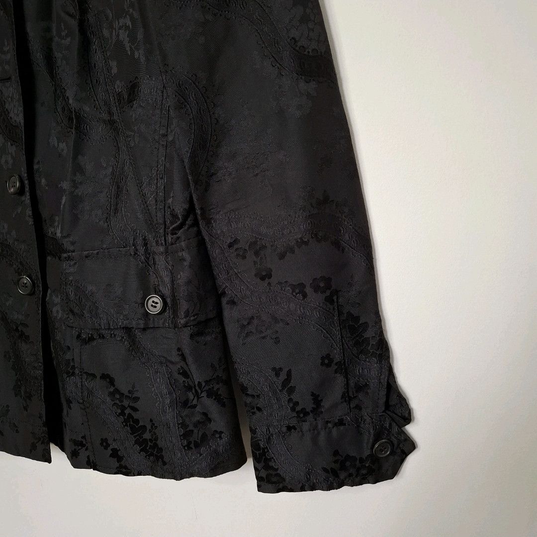 Prada PRADA Black Floral Printed Buttoned Silk Suit Jacket Size M / US 6-8 / IT 42-44 - 3 Thumbnail