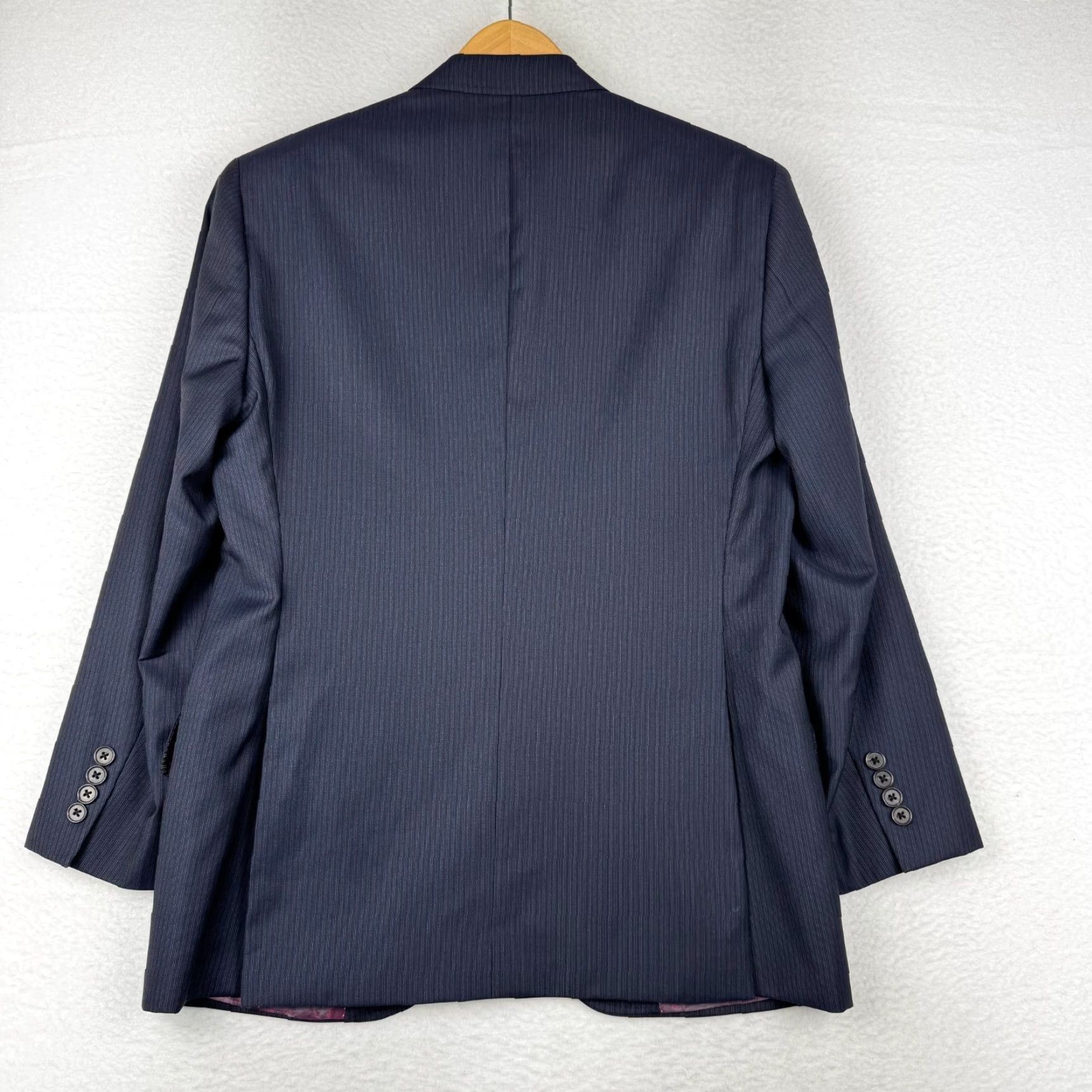Ted Baker Ted Baker Blazer / Jacket Dark Blue Striped 2 Piece Endurance ~40R Regular Fit Notch Lapel Double-Vented Four-Button Six-piece? Size 40R - 7 Thumbnail