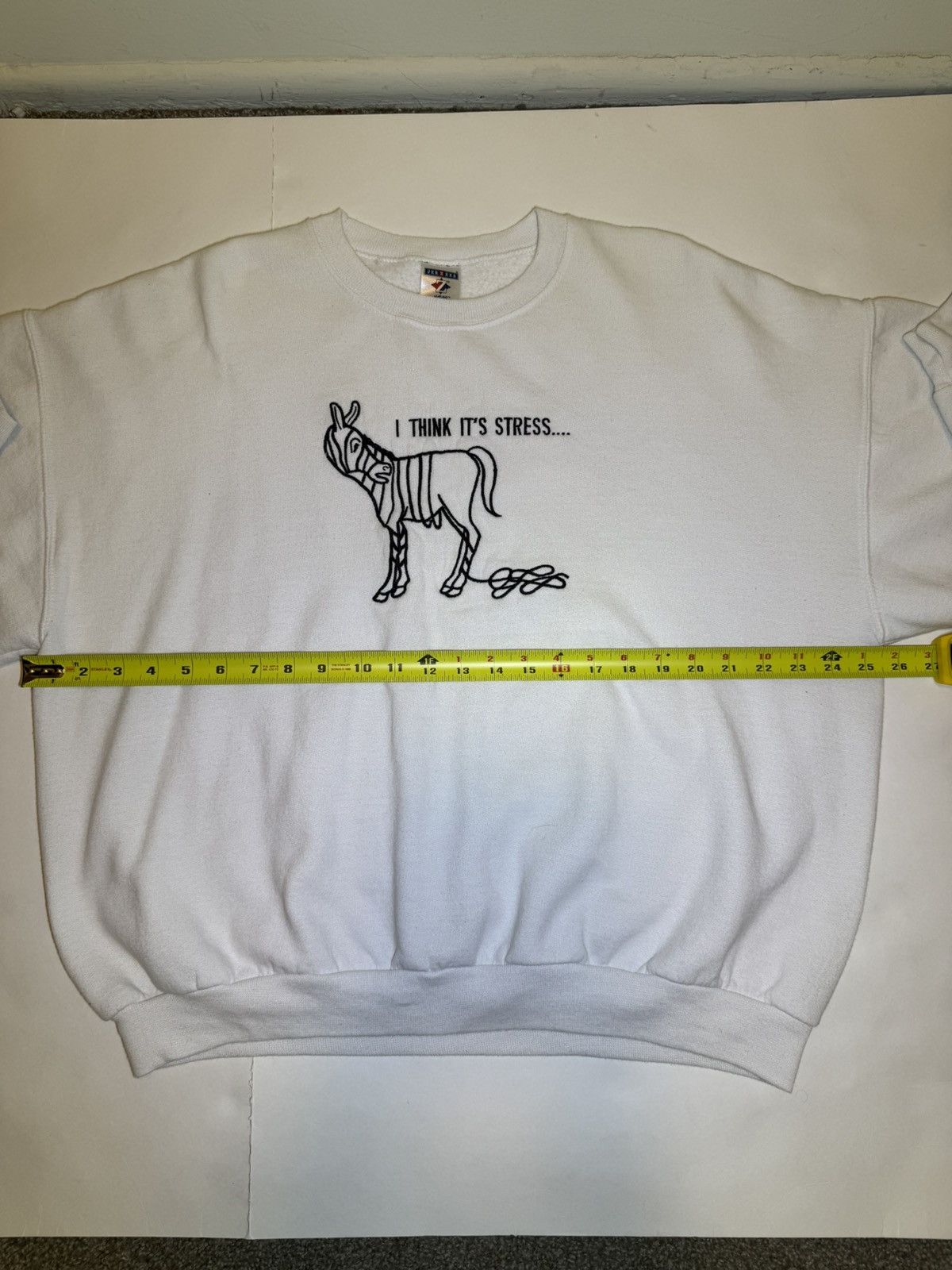 Jerzees White Fleece I Think Its Stress Zebra Crewneck Sweatshirt XL Size US XL / EU 56 / 4 - 10 Thumbnail