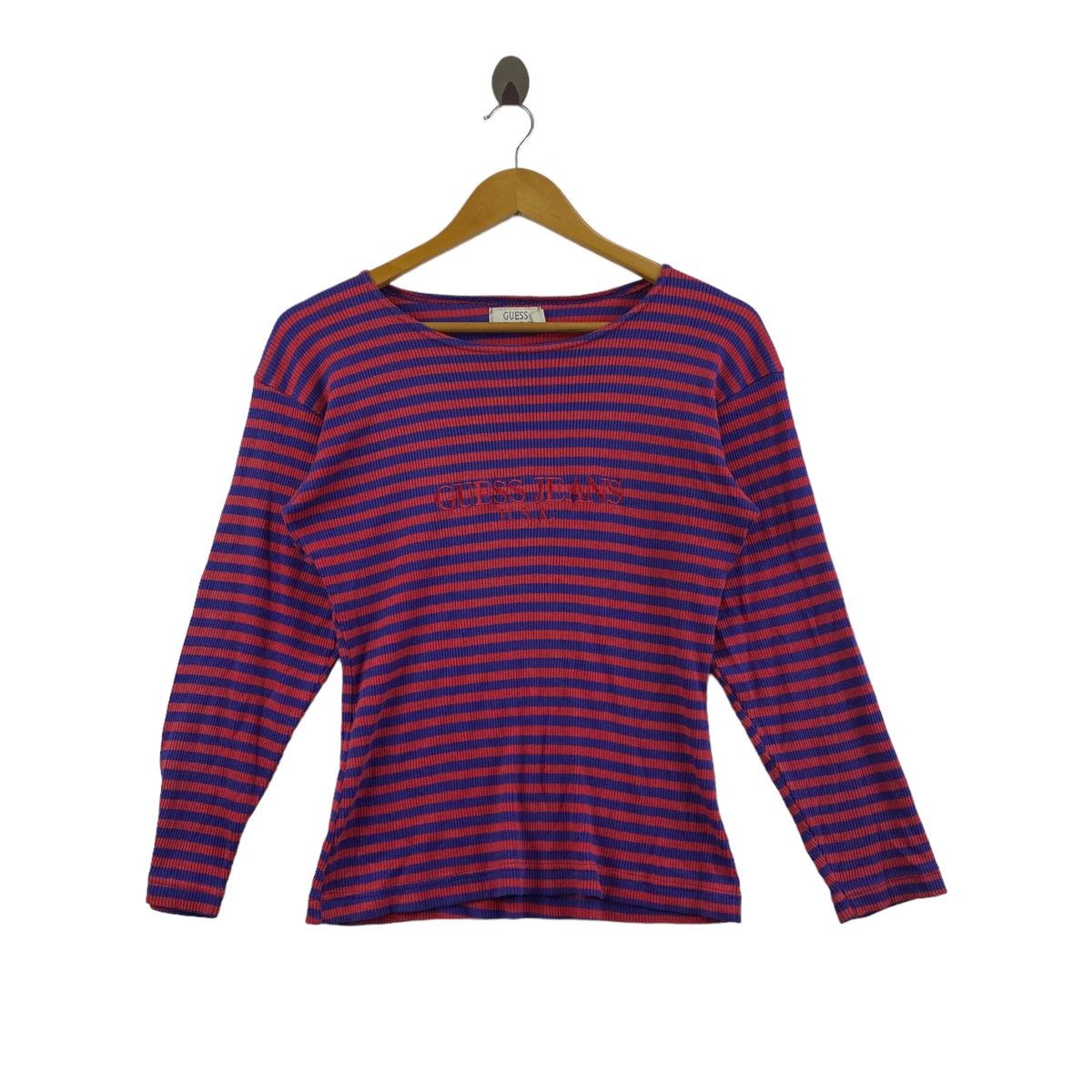 Guess × Vintage Vintage GUESS USA Embroidered Brand Stripes Long Sleeve Size L / US 10 / IT 46 - 1 Thumbnail
