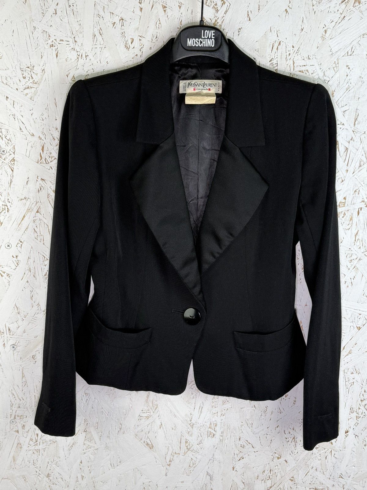 Yves Saint Laurent 80s Yves Saint Laurent Rive Gauche Satin Collar Blazer 34 Size XXS / US 00 / IT 34 - 1 Thumbnail