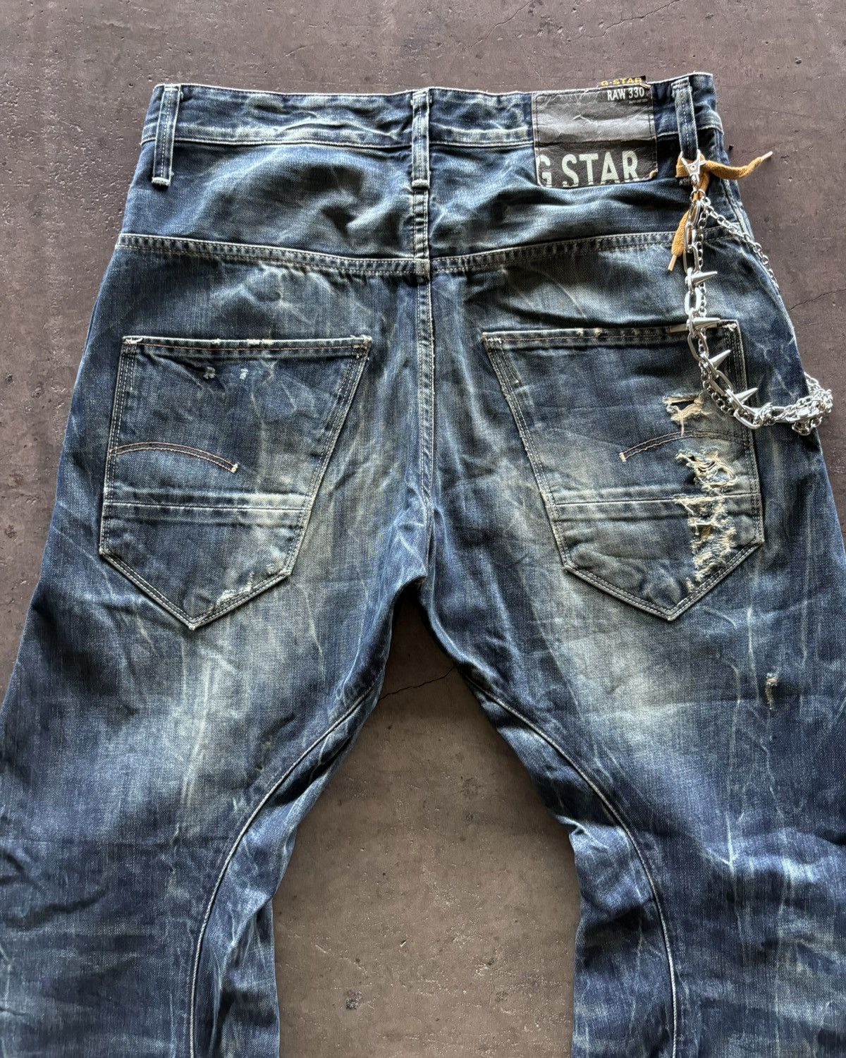 G-Star Gstar Raw Denim J Cut Mud Wash Distressed Denim Pants Size US 30 / EU 46 - 10 Thumbnail