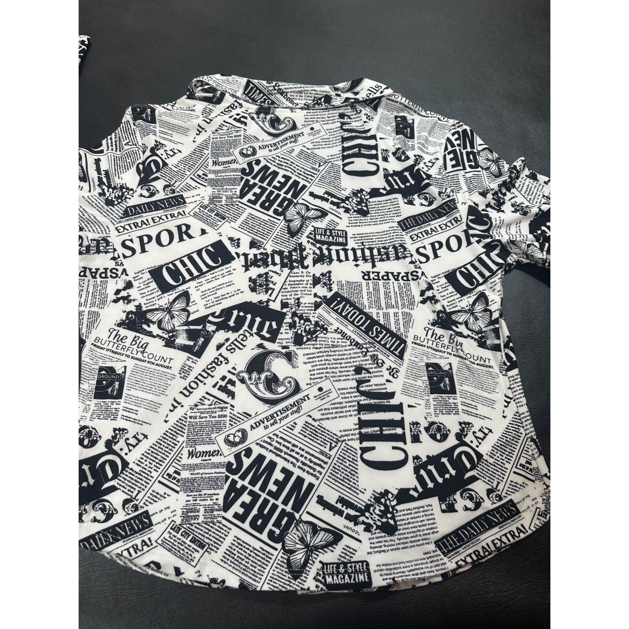 Other No Boundaries Newspaper Print Blouse Collar T Button Up Size Size L / US 10 / IT 46 - 5 Thumbnail