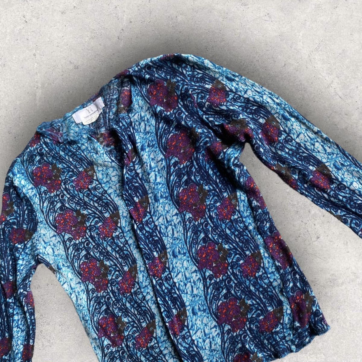 Yohji Yamamoto Y’s Cut And Sew Blue Paisley L/S Size L / US 10 / IT 46 - 3 Thumbnail
