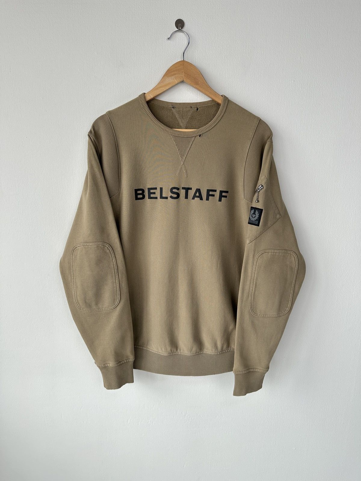 Belstaff BELSTAFF Signature Crewneck Beige Sweatshirt Big Logo Men’s Size US L / EU 52-54 / 3 - 1 Thumbnail