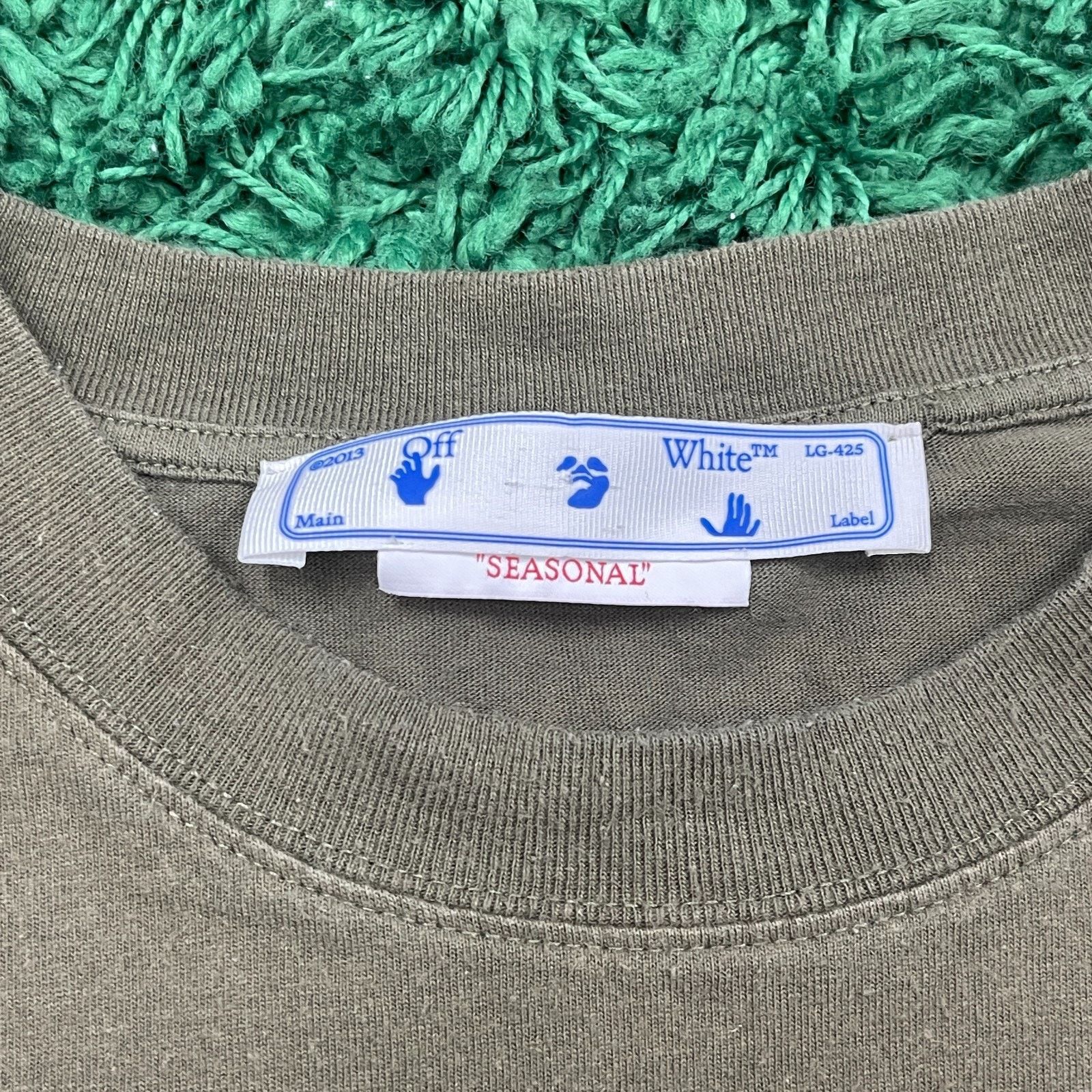 Off-White Off-White Diagonal Tab Logo Olive Green Tee XL Oversized Size US XL / EU 56 / 4 - 6 Thumbnail