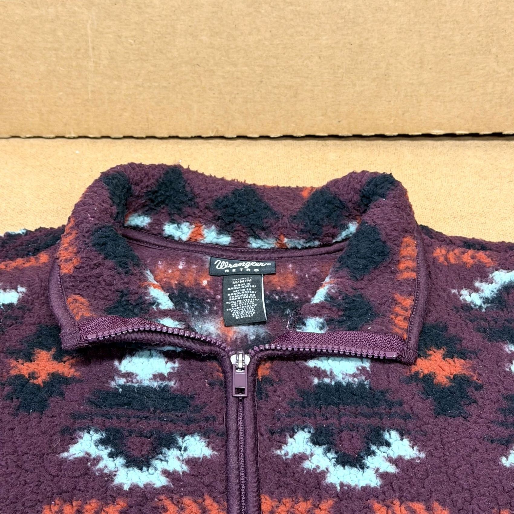 Wrangler Wrangler Retro Jacket Mens Medium Multicolor Fleece 1/4 Zip Southwestern Print Geometric Stand-Up Collar Size US M / EU 48-50 / 2 - 3 Thumbnail