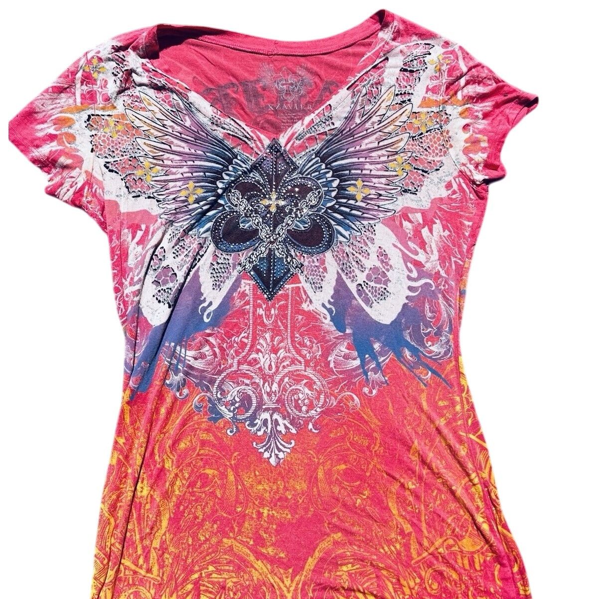 Other xzavier tshirt Wmn Junior Xl Pink Orange Wing Embellish USA Size XL / US 12-14 / IT 48-50 - 2 Thumbnail