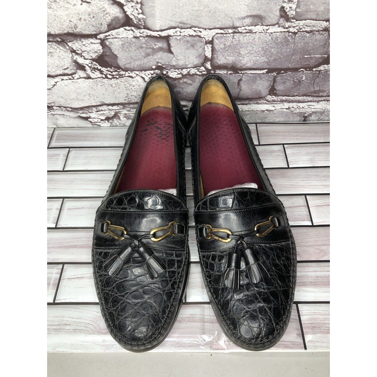Other Anthony’s Black Leather Croc Print Tassel Loafers Dress Shoe Size US 13 / EU 46 - 9 Thumbnail