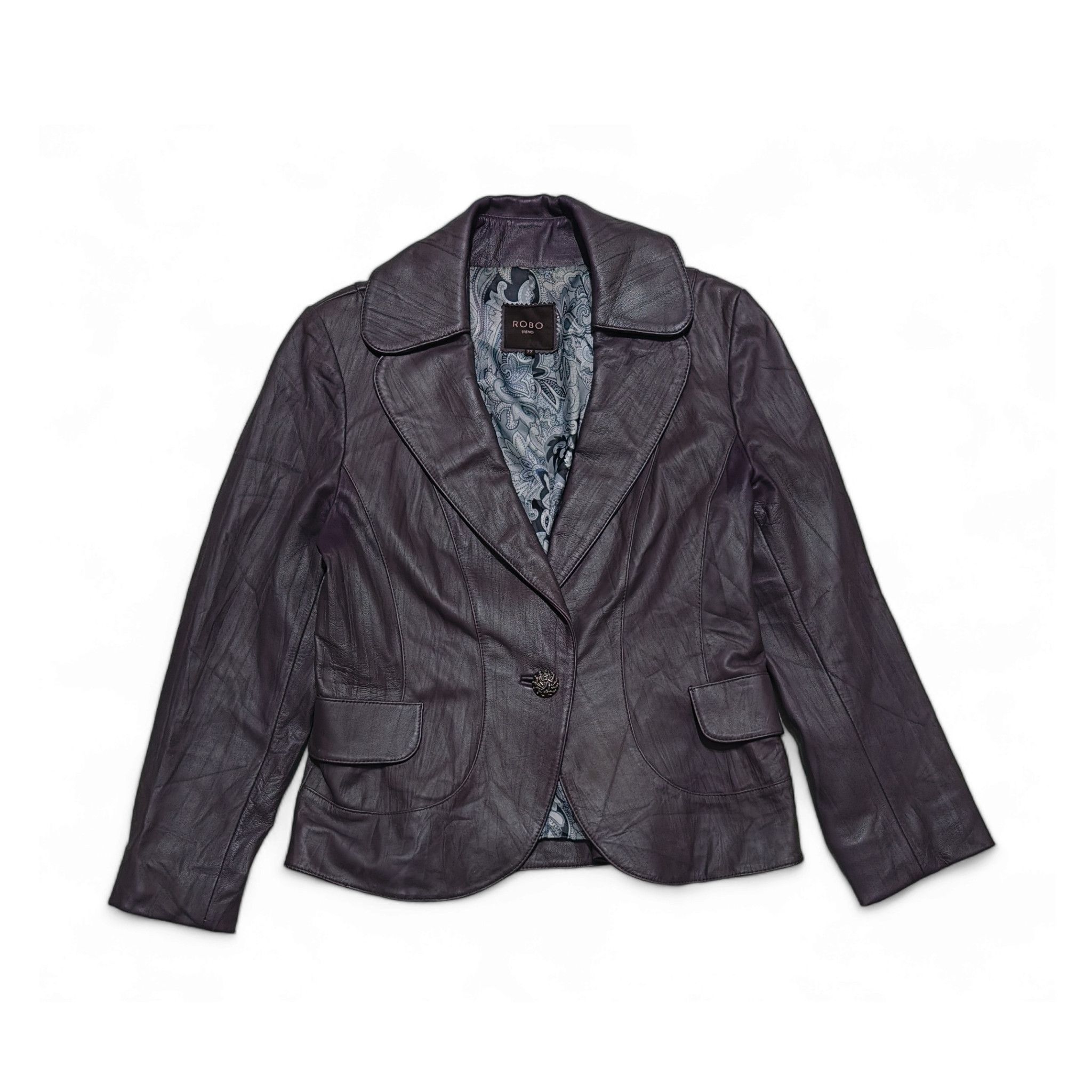 Vintage Y2K Women's ROBO Purple Blazer Real Leather Jacket