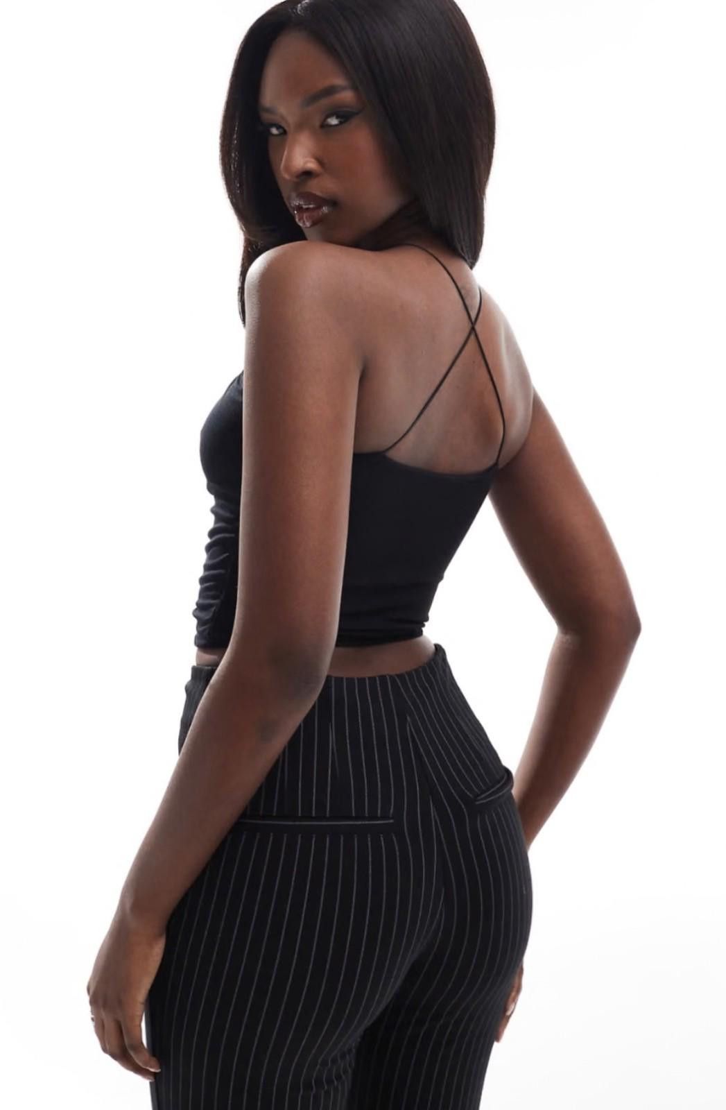Asos ASOS DESIGN Double Layer Ruched Front Crop Top (US 4) Size S / US 4 / IT 40 - 4 Thumbnail