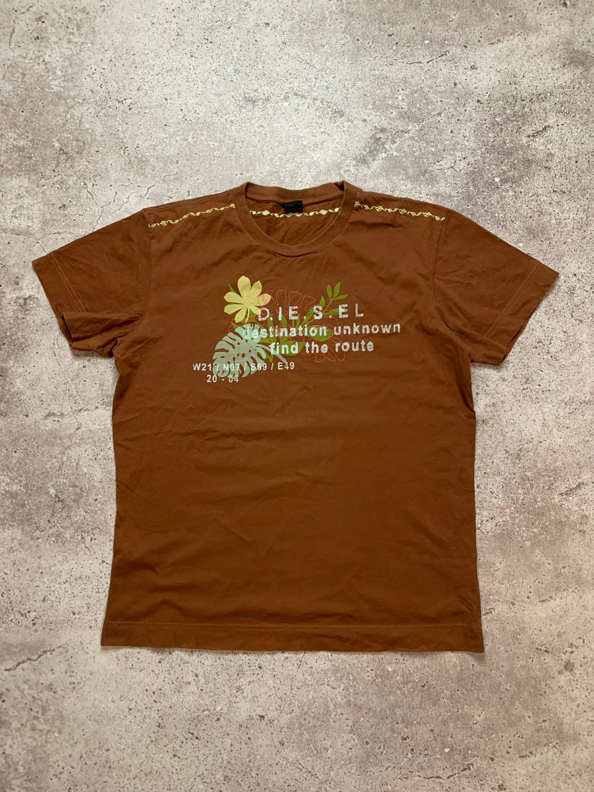 Pre-owned Diesel X Vintage Diesel Design Group Flower Graphic T Shirt Tee In Brown