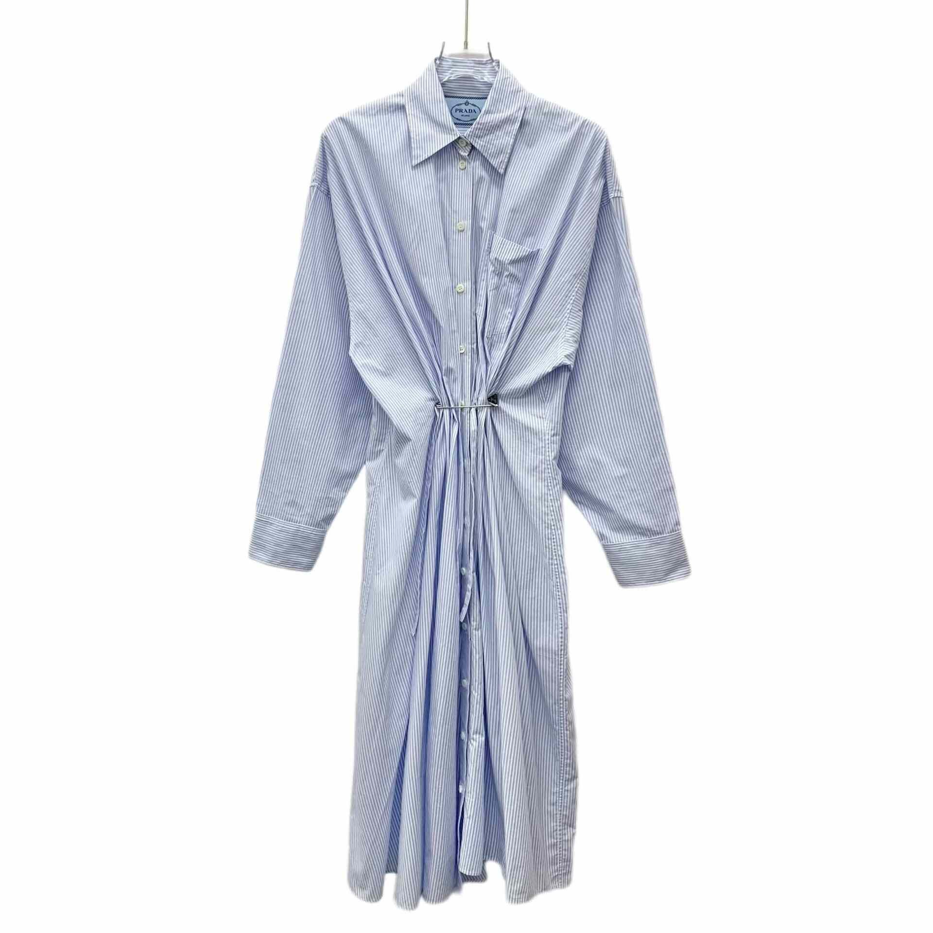 Prada Prada Retro Striped Blue Dress S Women Size S / US 4 / IT 40 - 1 Thumbnail